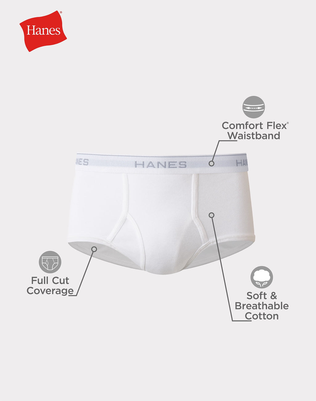 Underwear Set of Cotton Briefs, White, 10-Pack, Men's Underwear