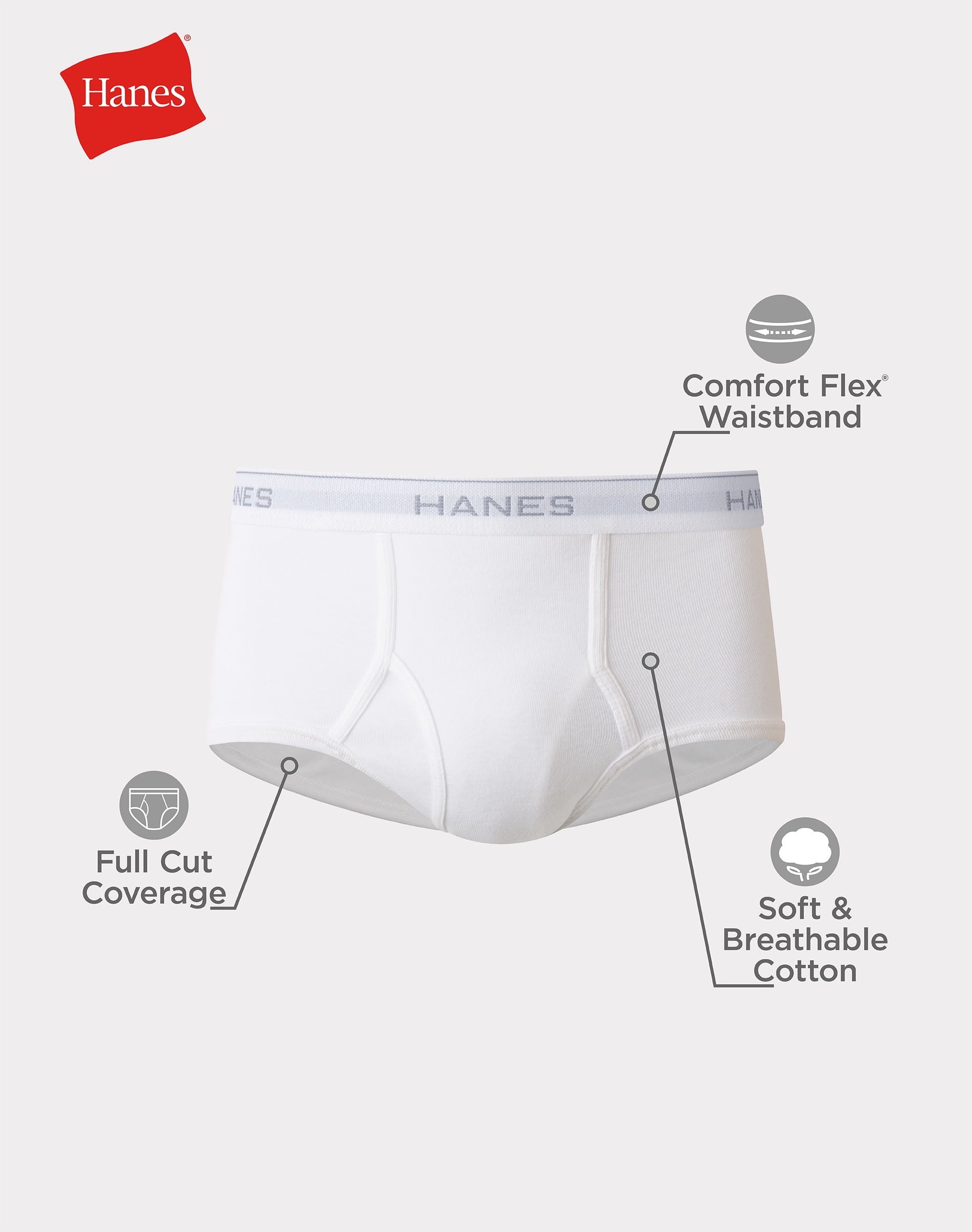 Underwear Set of Cotton Briefs, White, 10-Pack, Men's Underwear