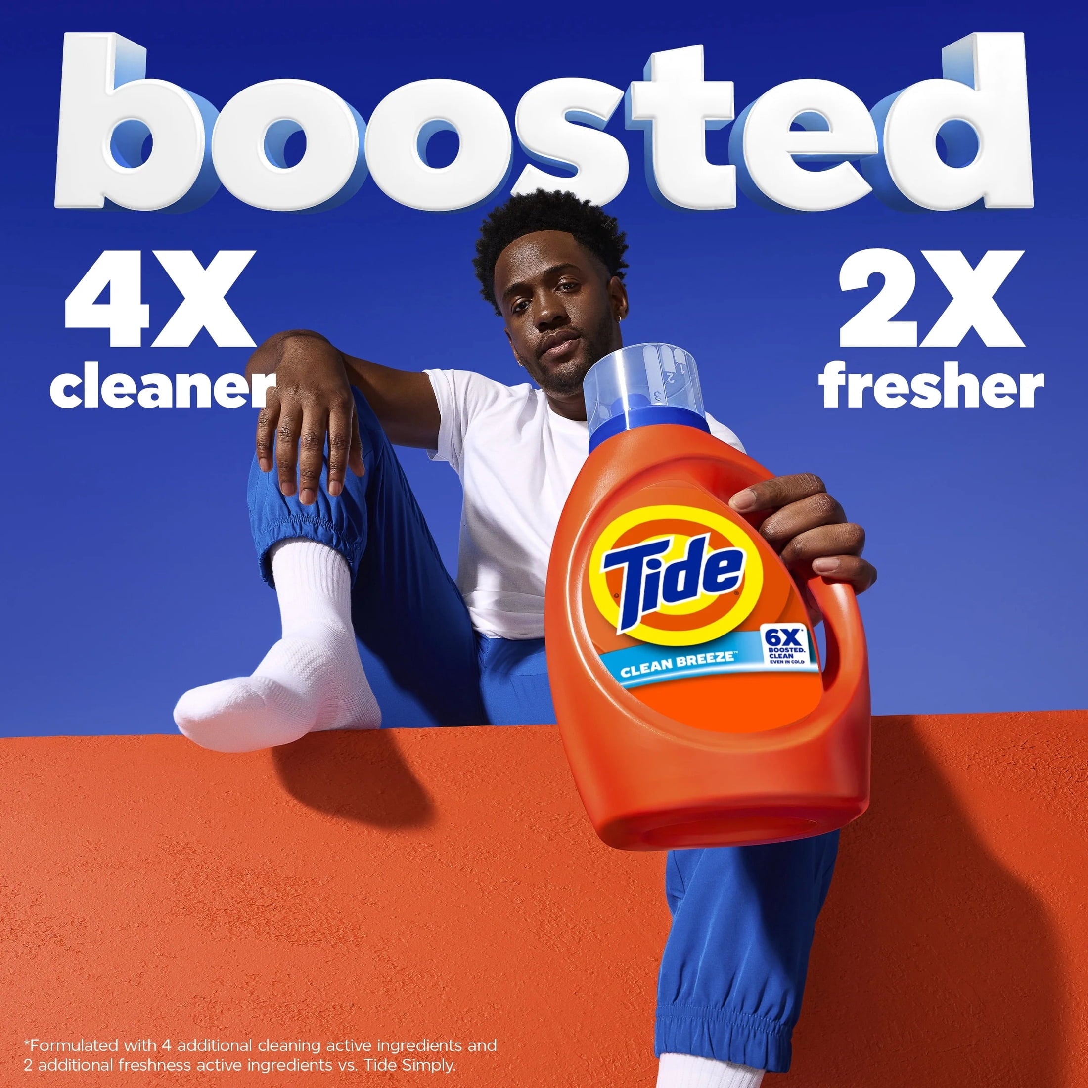 Tide Laundry Detergent Liquid with 6X Boosted Cleaning Power, Clean Breeze Scent, 125 fl oz, 100 Loads