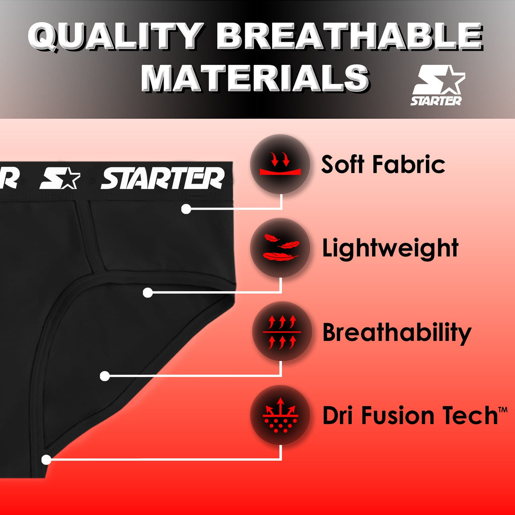 Starter Cotton Mens Briefs Breathable Underwear for Men, Black Large 8-Pack