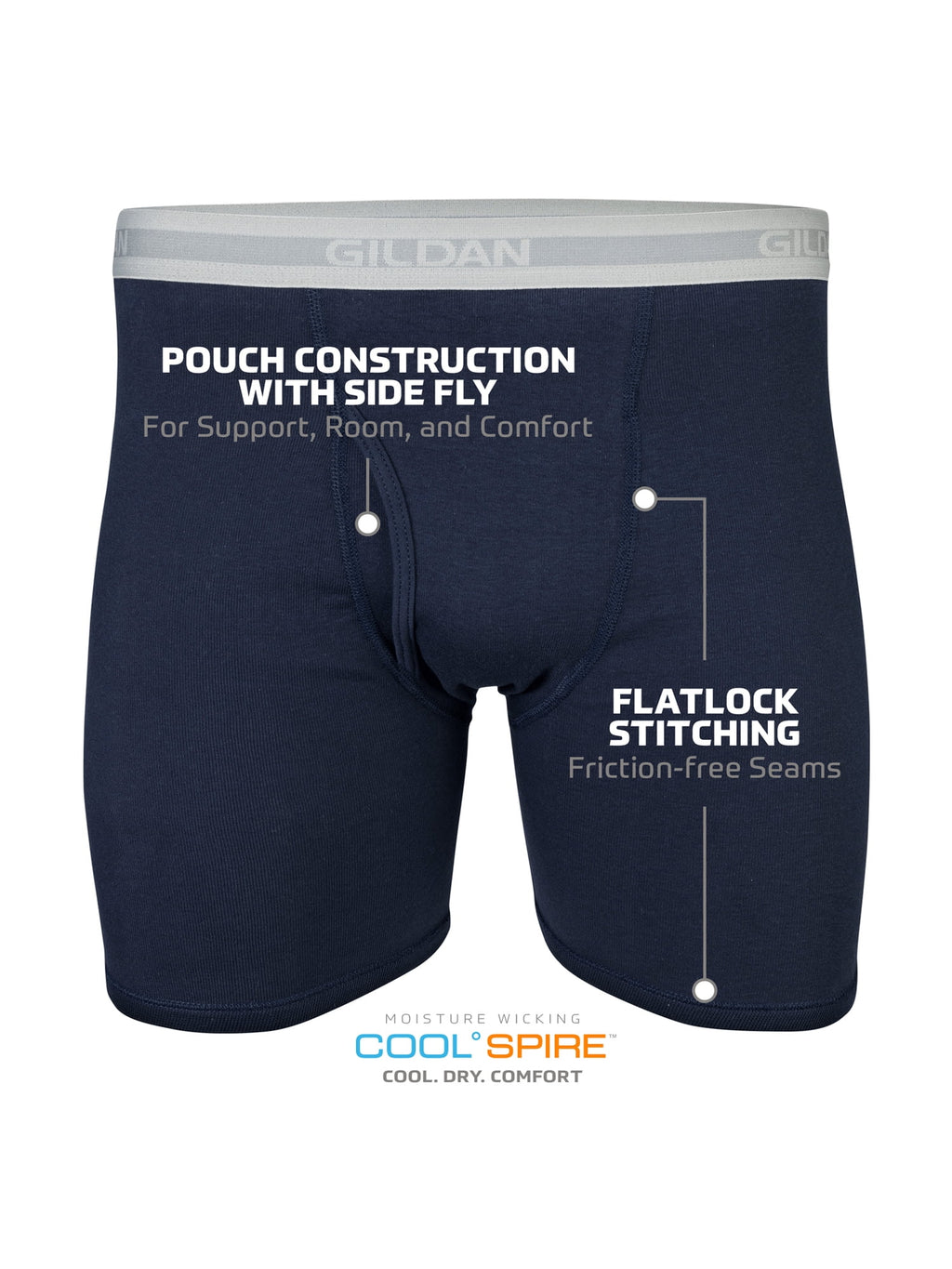 Gildan Men's Underwear Boxer Briefs, Multipack, Black (5-pack, Classic Length), Large