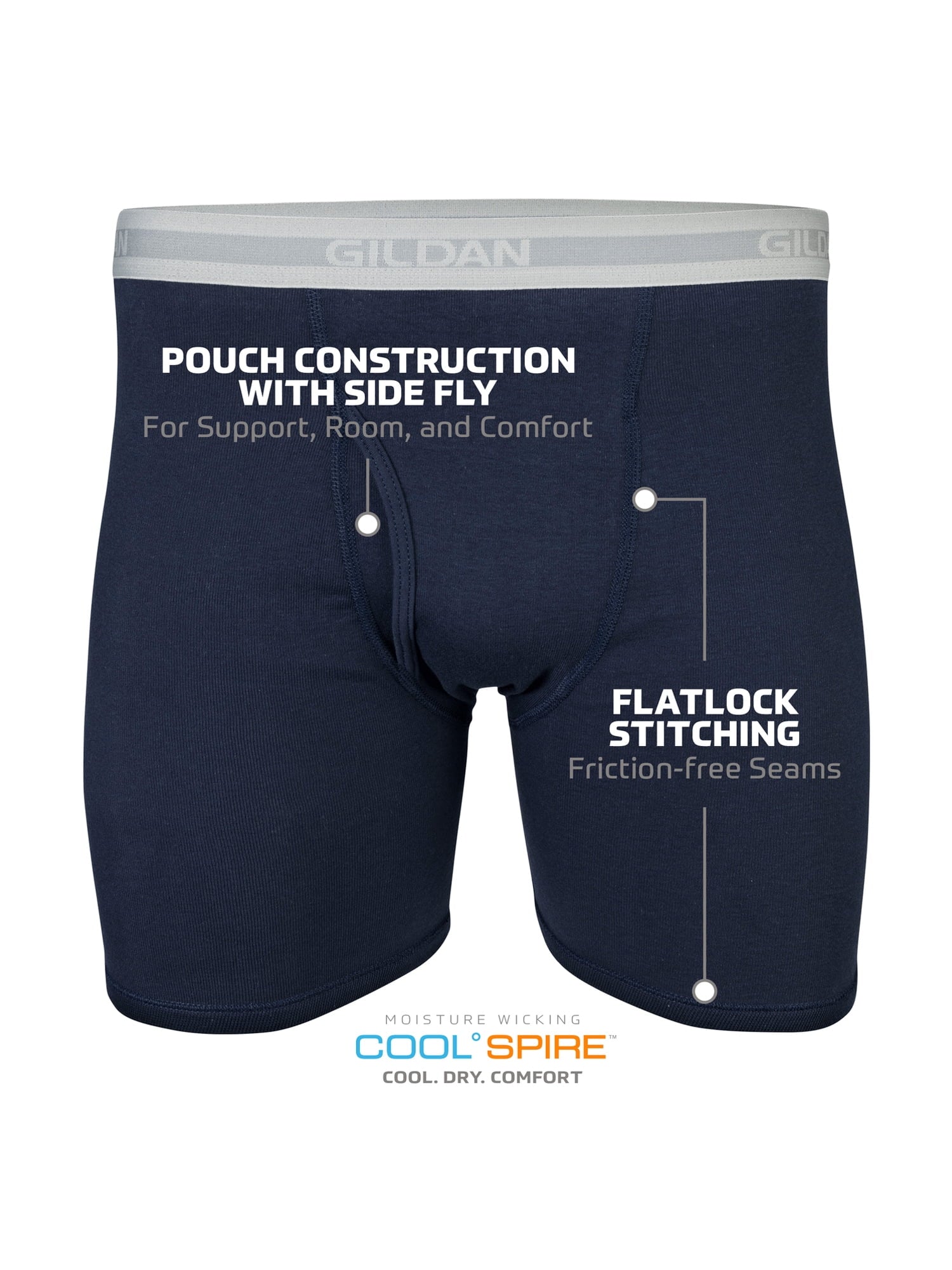Gildan Men's Underwear Boxer Briefs, Multipack, Black (5-pack, Classic Length), Large