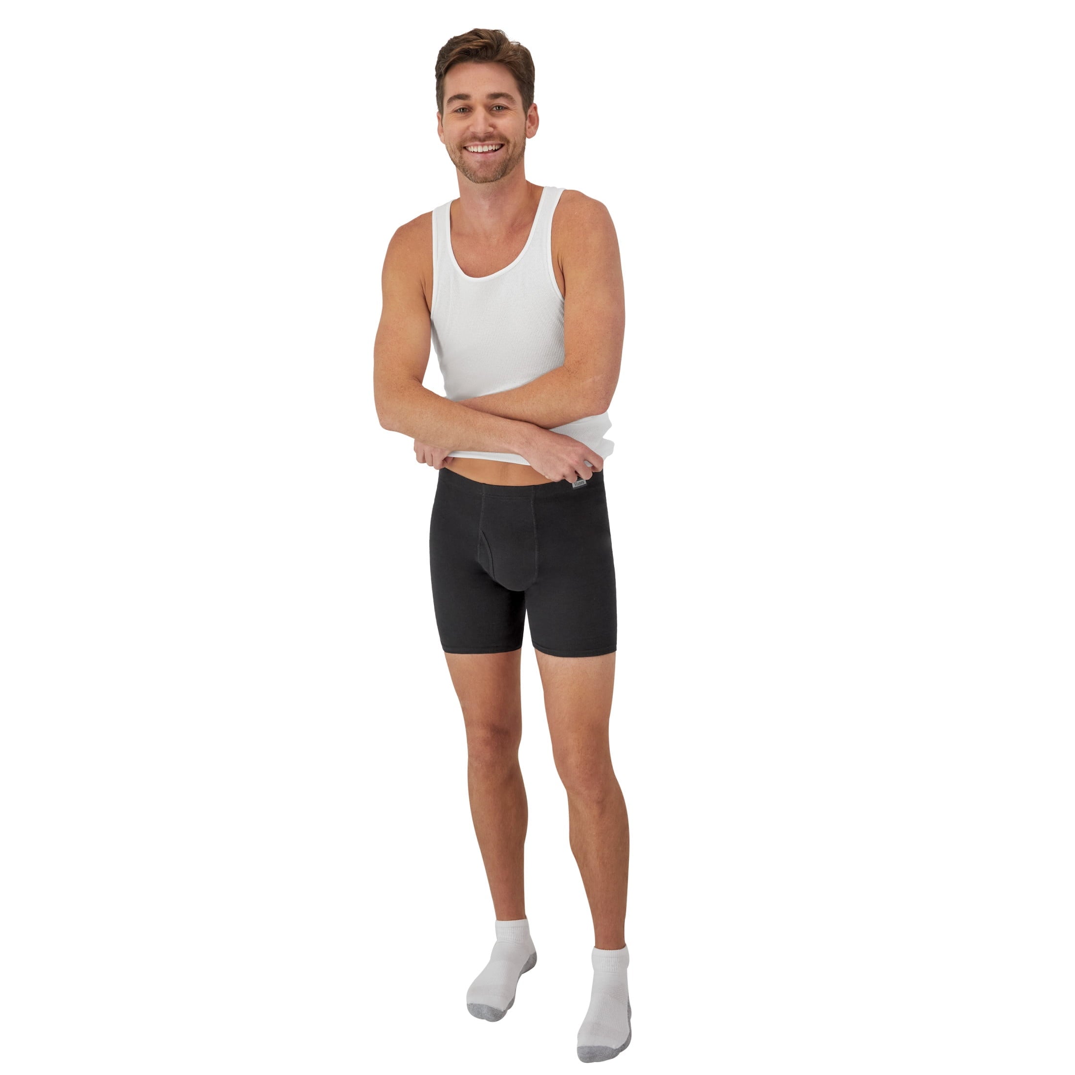 Hanes Men's Black/Grey Boxer Briefs, 3 Pack