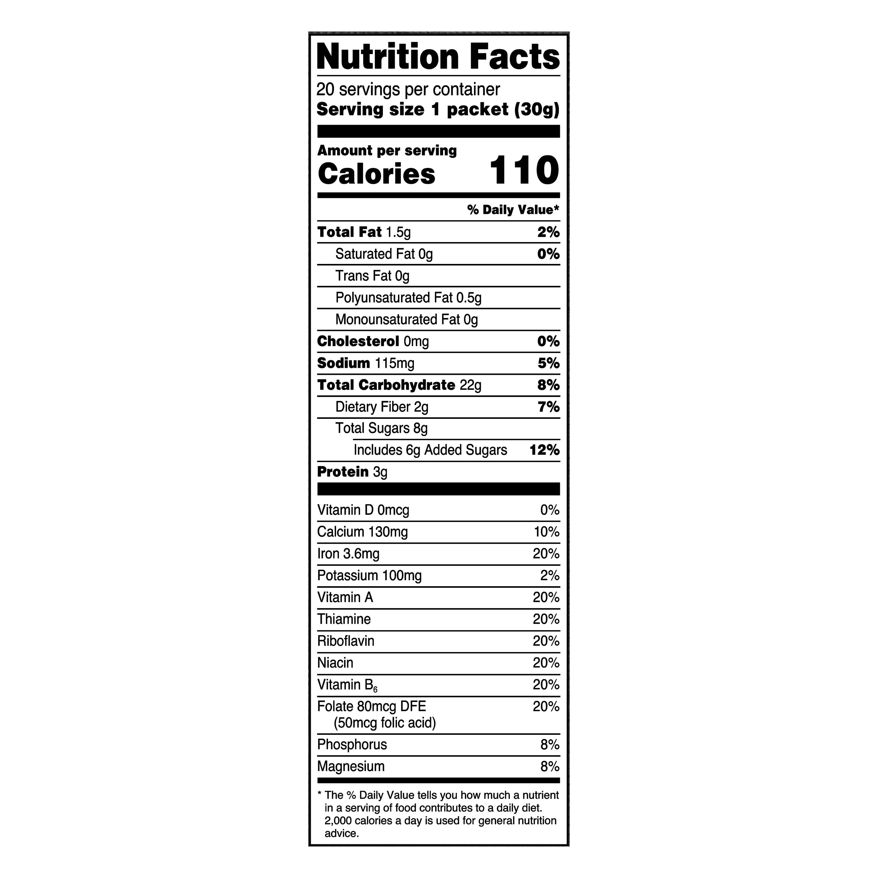 Great Value Strawberries & Cream Instant Oatmeal Value Pack, 1.05 oz, 20 Count