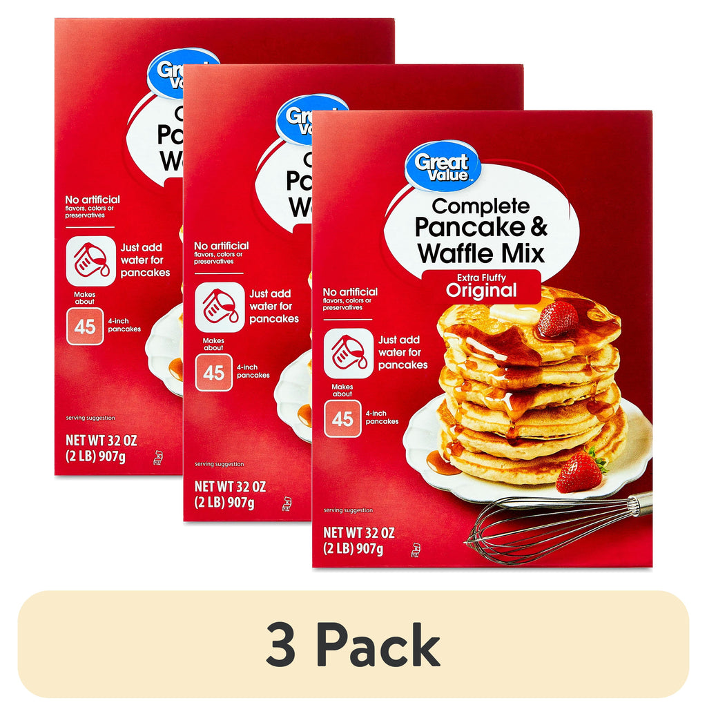 Great Value Complete Pancake & Waffle Mix, Extra Fluffy, Original, 32 oz