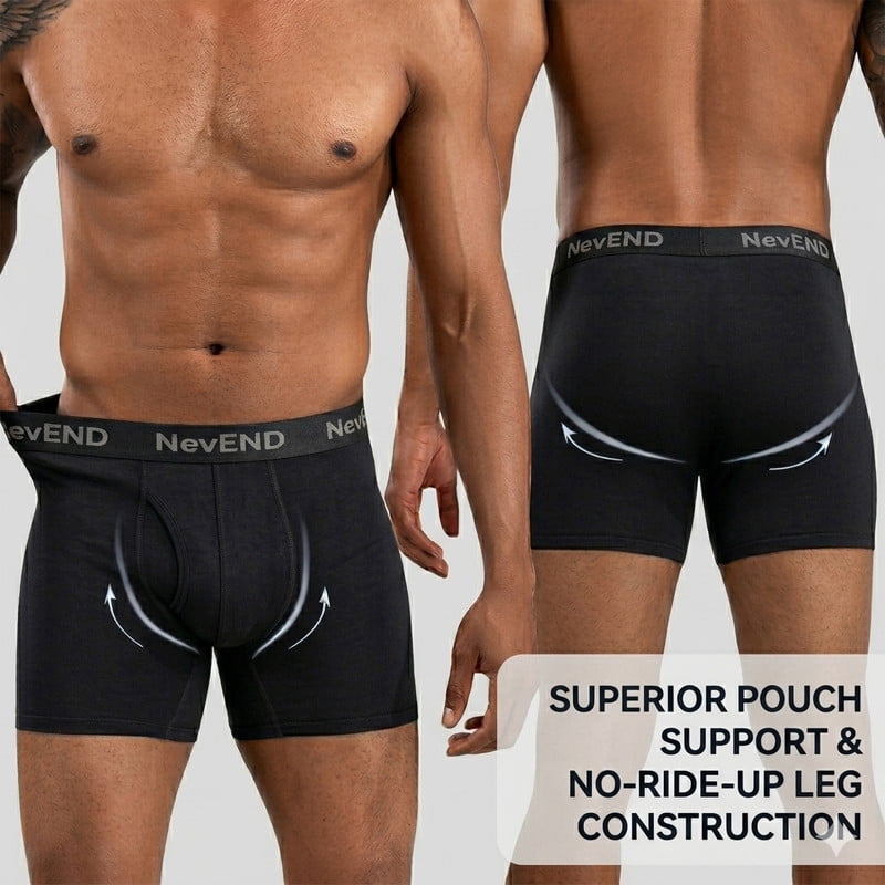 NevEND Men's Bamboo Viscose Boxer Briefs, Moisture Wicking, Ultra Breathable 3D Pouch Cooling Underwear, No-Ride-Up, 4-Pack L