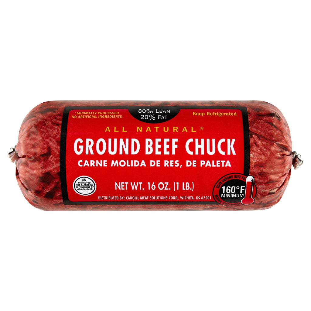80% Lean / 20% Fat Ground Beef Chuck, 1 lb Roll, Fresh, All Natural*
