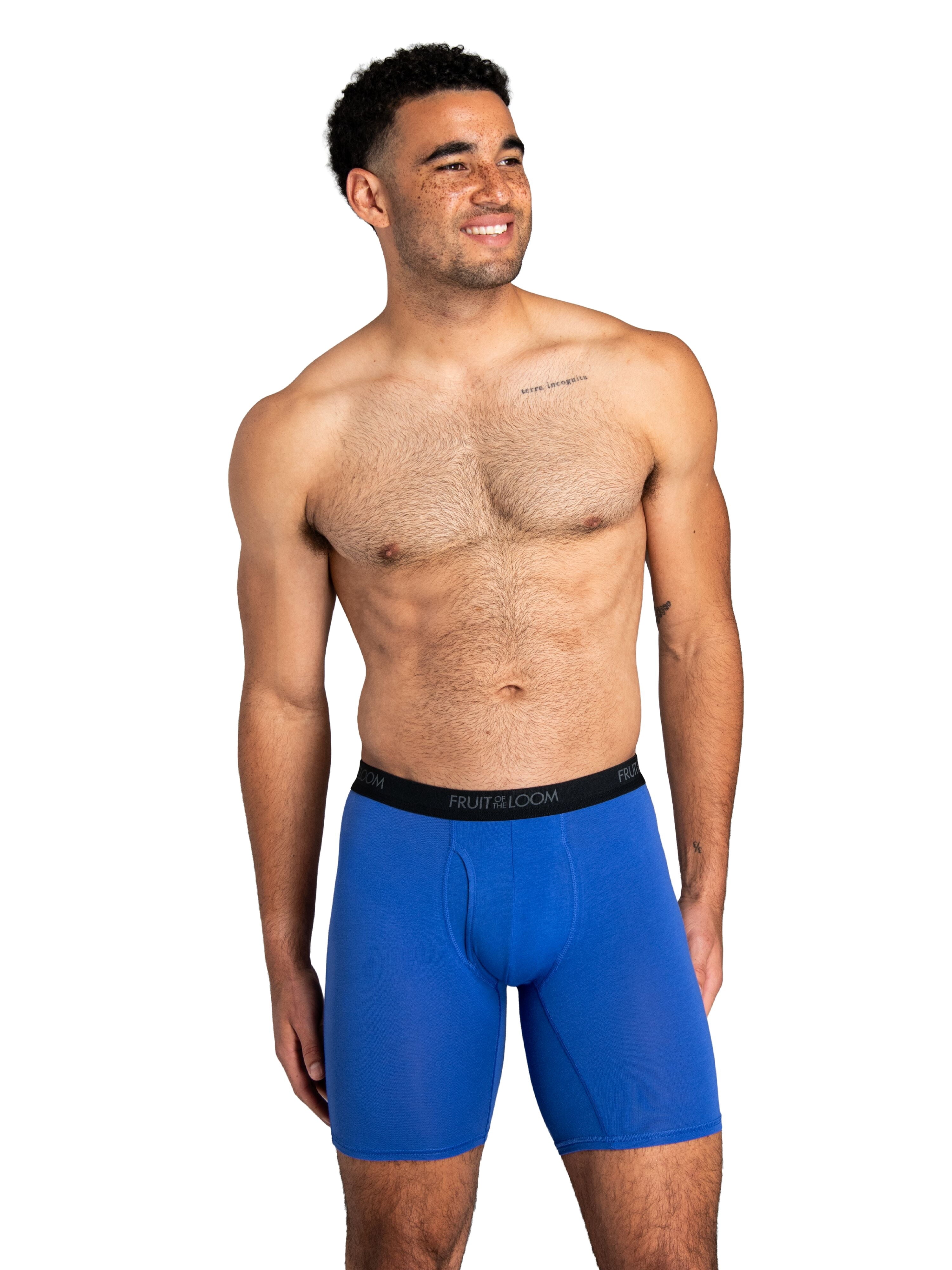 Fruit of the Loom Men's Cotton Stretch Trunk, Short Leg Boxer Brief Underwear, 6-Pack