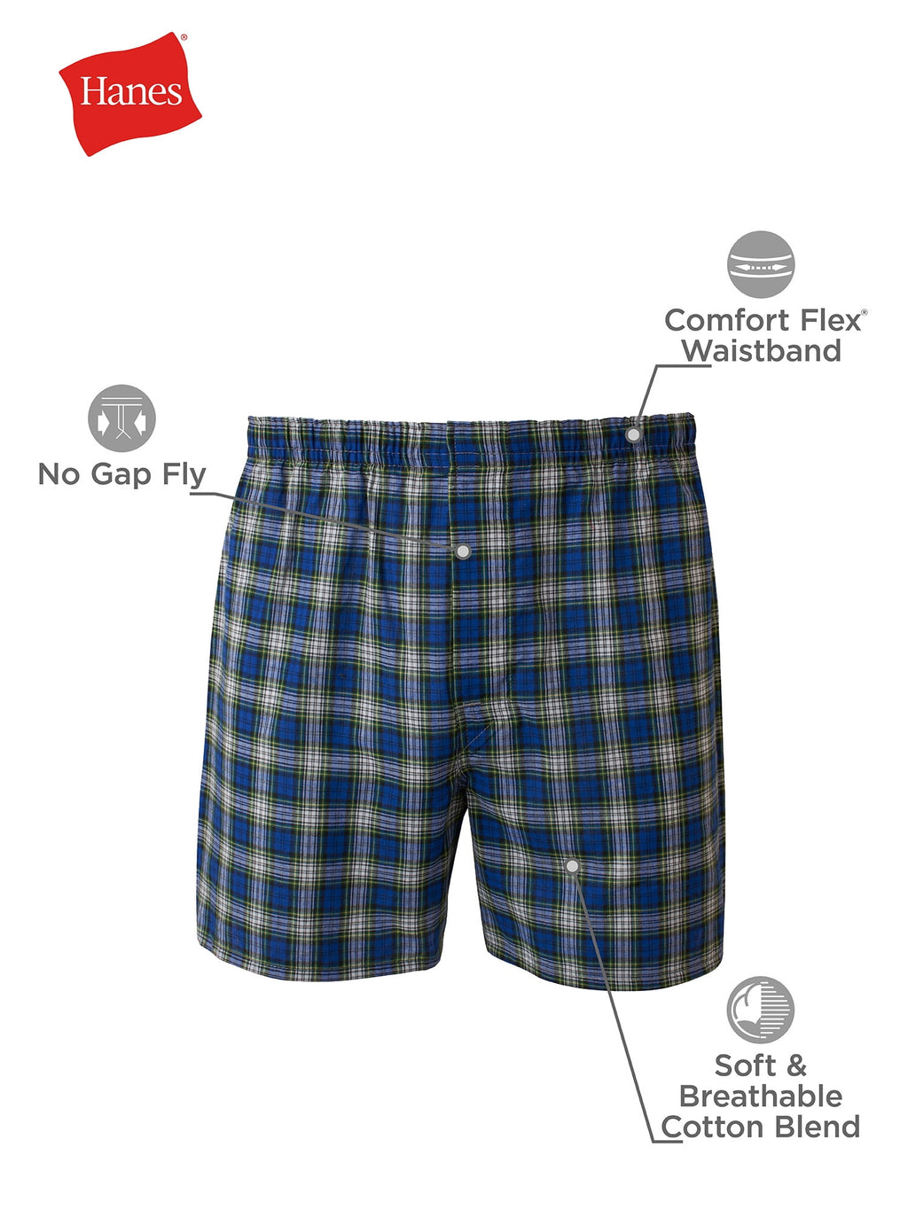 Hanes Men's Woven Boxers, 3 Pack