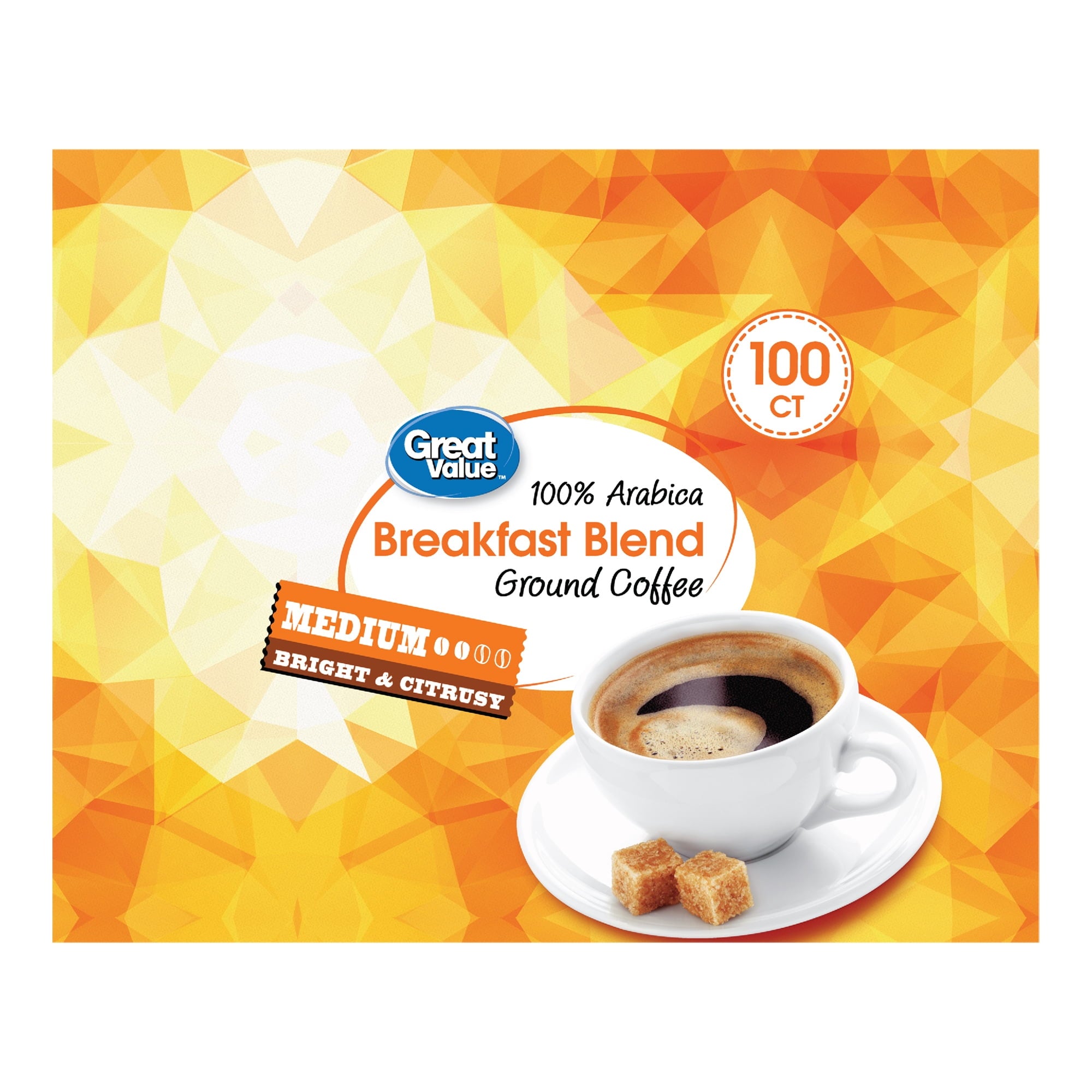 Great Value 100% Arabica Colombian Medium Dark Roast Ground Coffee Pods, 33.1 oz, 100 Count