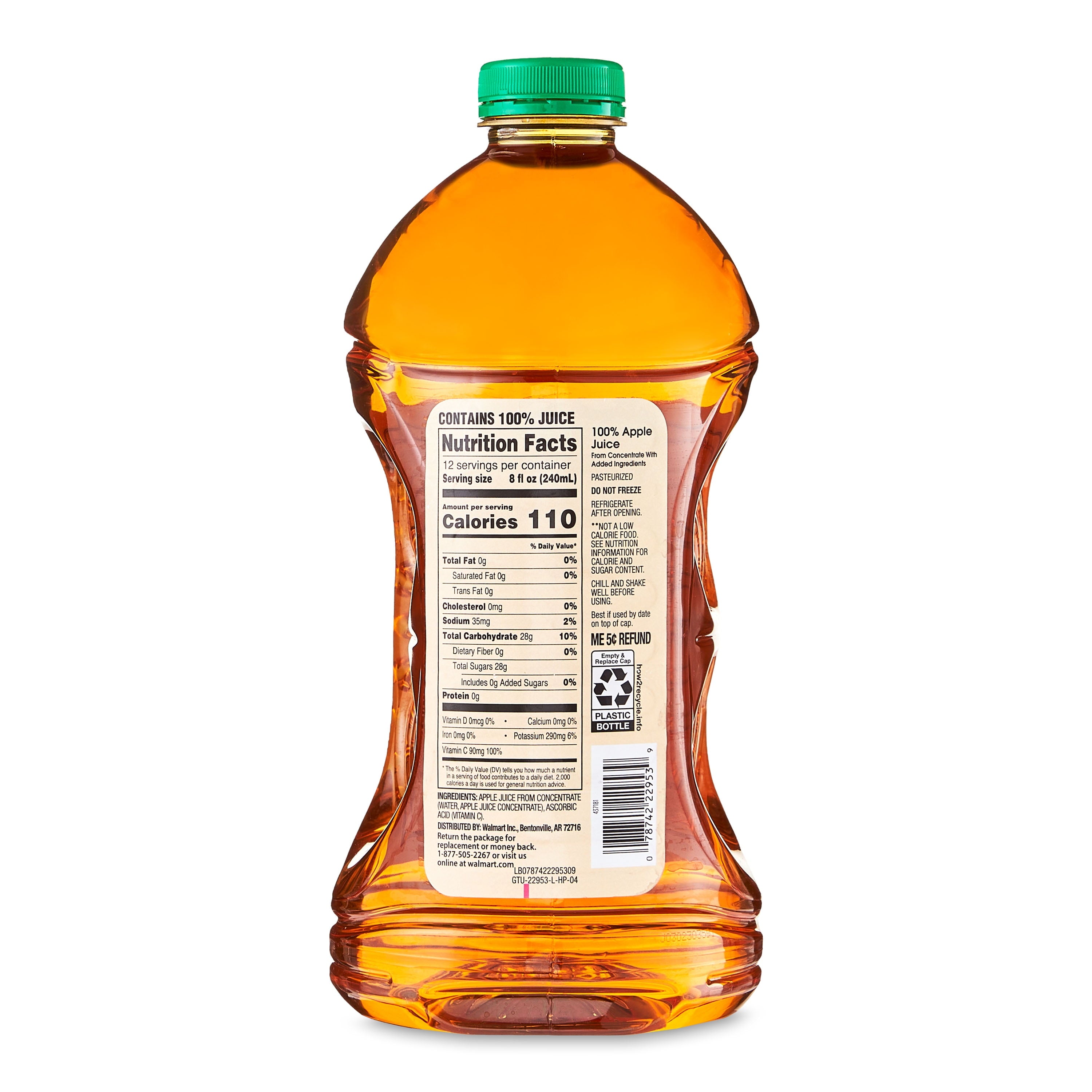 Great Value 100% Apple Juice, 96 fl oz