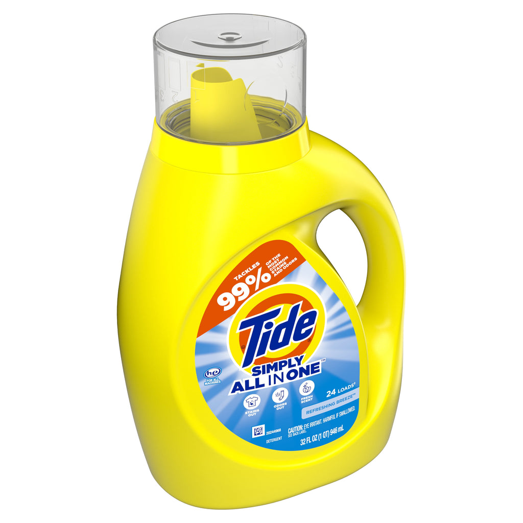 (6 pack) Tide Simply Liquid Laundry Detergent, Refreshing Breeze, 24 Loads, 32 fl oz