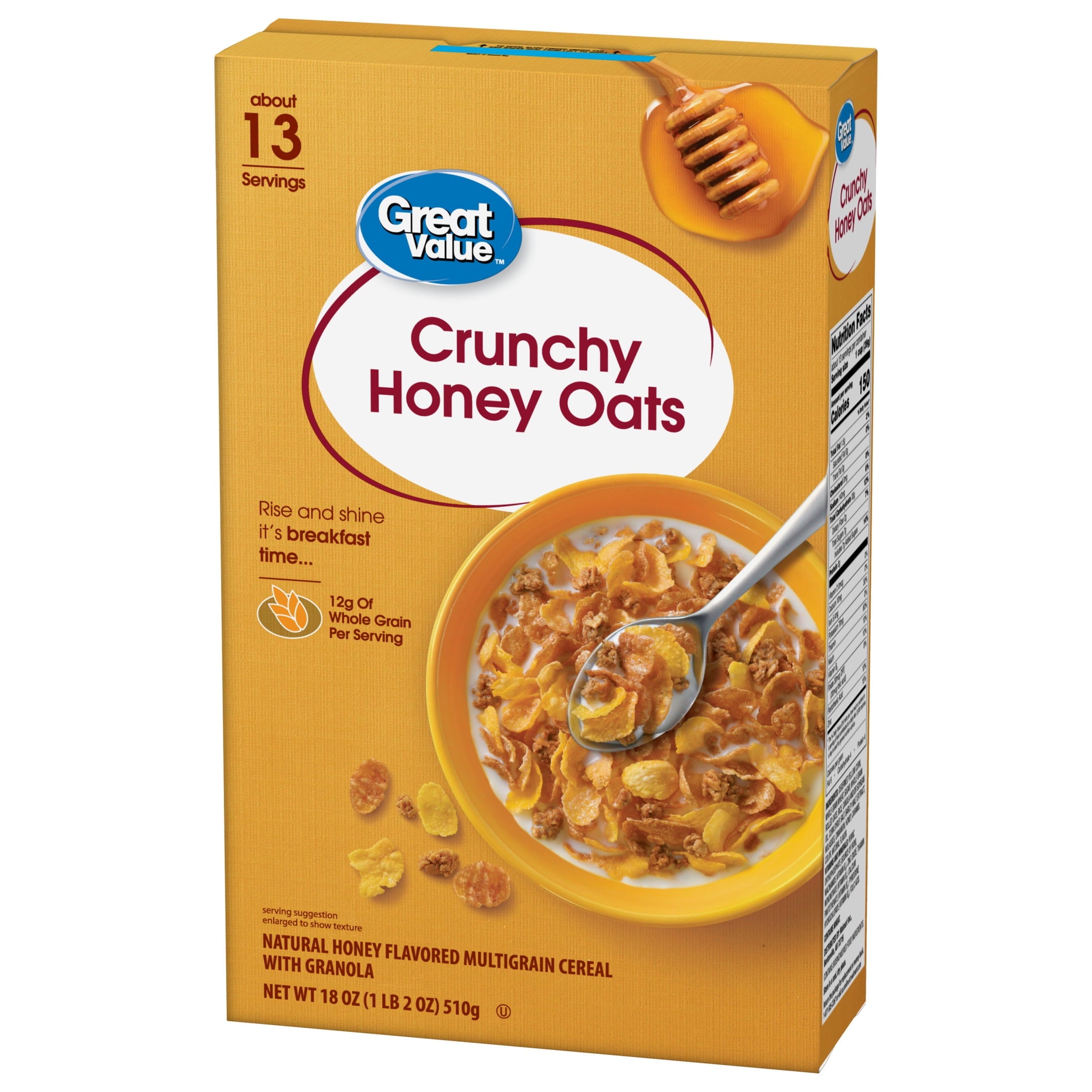 Great Value Crunchy Honey Oats Breakfast Cereal, 18 oz
