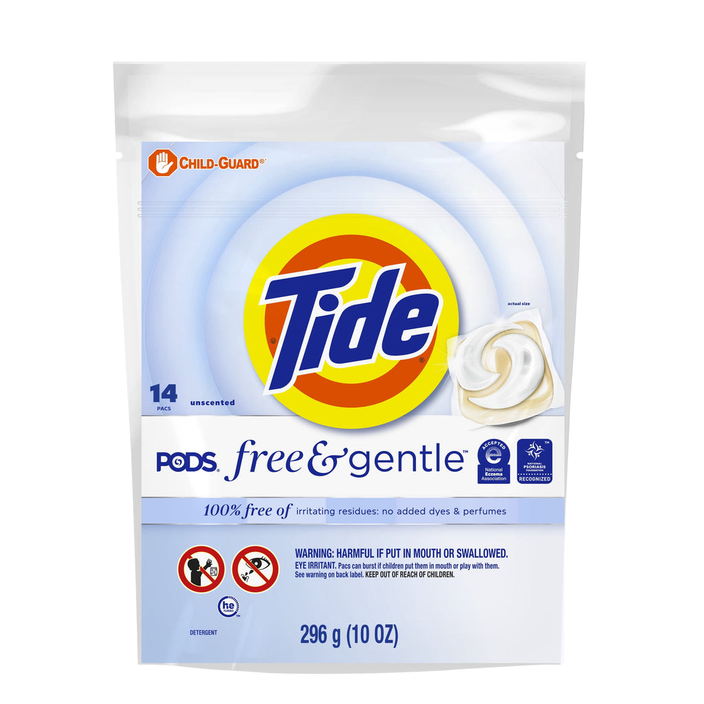 Tide PODS Laundry Detergent Soap Pacs, Free and Gentle, Hypoallergenic, Unscented, 57 Count