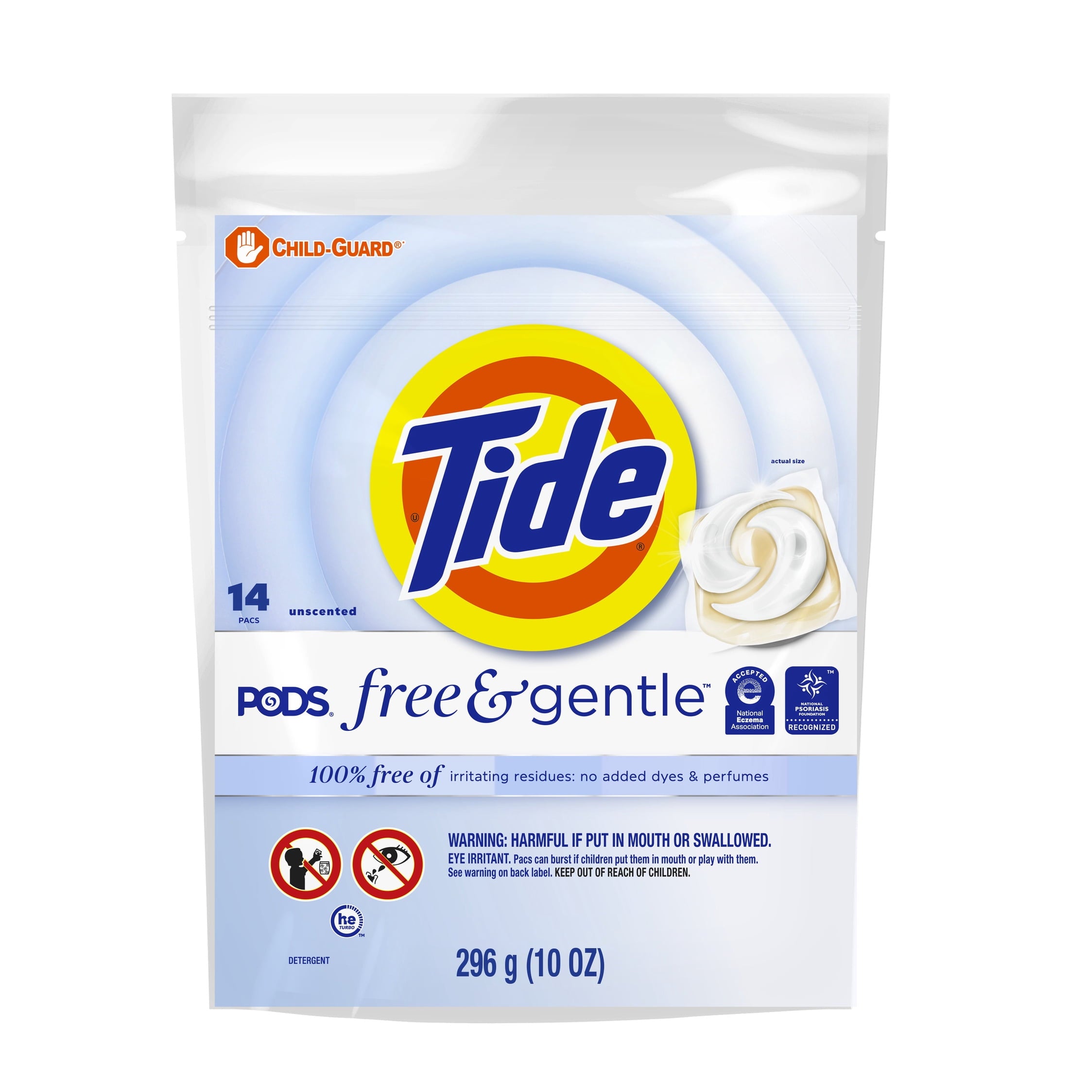 Tide PODS Laundry Detergent Soap Pacs, Free and Gentle, Hypoallergenic, Unscented, 57 Count