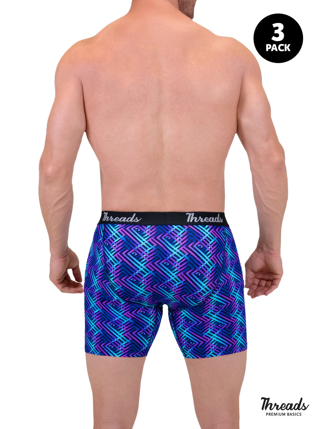 Threads Men's Underwear, 6" Premium Performance Nylon Boxer Brief, Performance Fabric, Moisture Wicking, Anti-Odor, S - XXL, 3 Pack