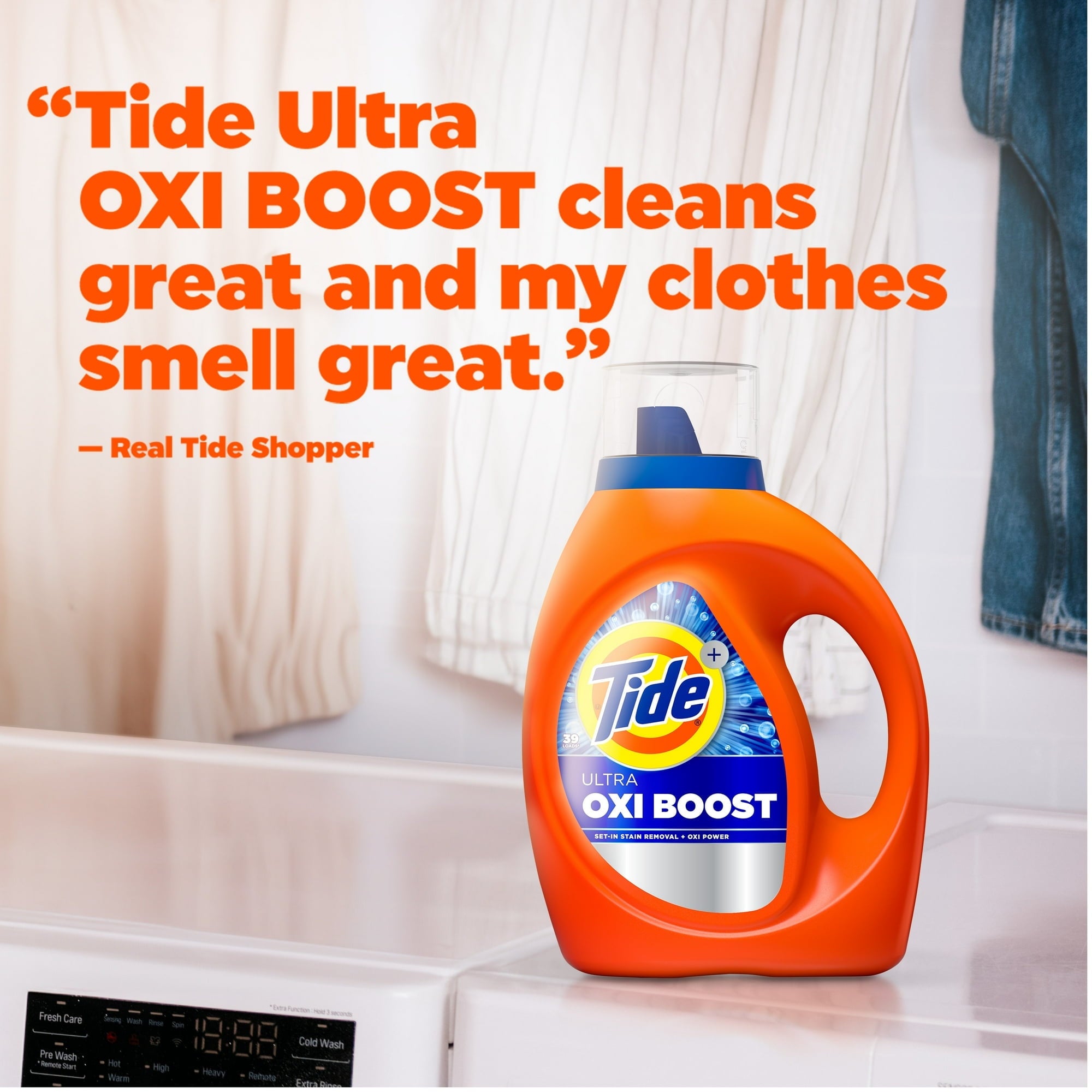 Tide Ultra Oxi Boost Liquid Laundry Detergent, Advanced Stain Remover, 30 fl oz, 21 Loads ( 2 Pack )