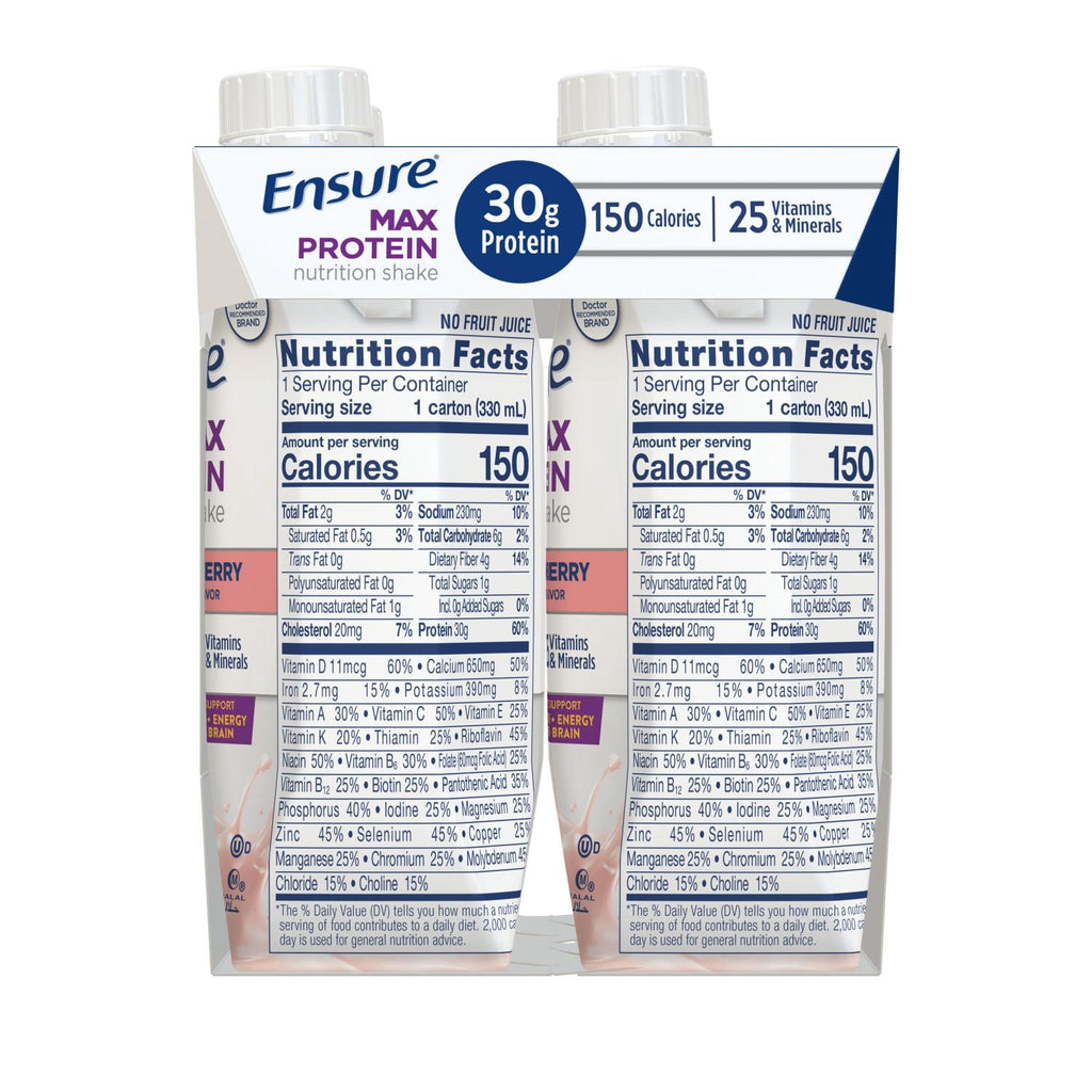 Ensure Max Protein Shake, 30g Protein, Creamy Strawberry, 11 fl oz, 4 Pack