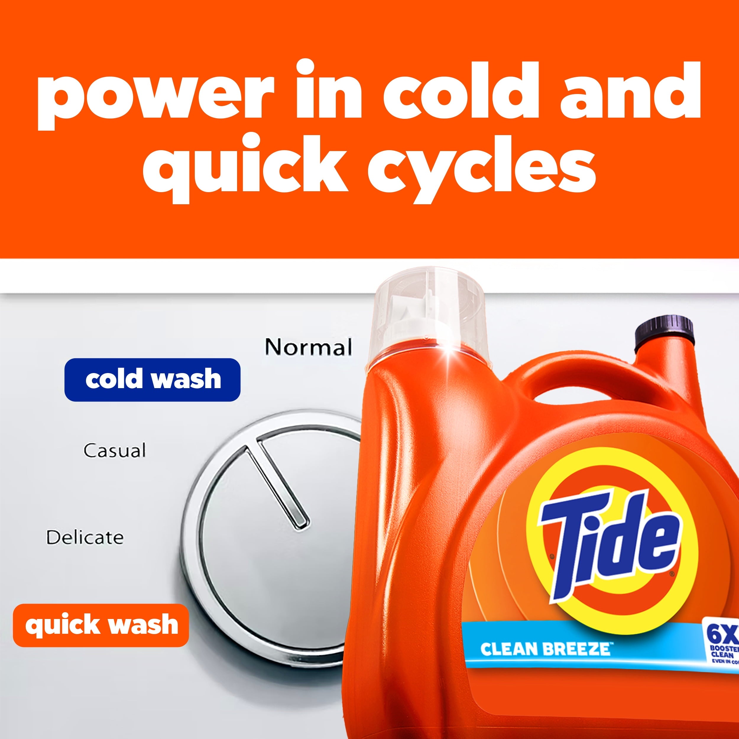 Tide Laundry Detergent Liquid with 6X Boosted Cleaning Power, Clean Breeze Scent, 125 fl oz, 100 Loads