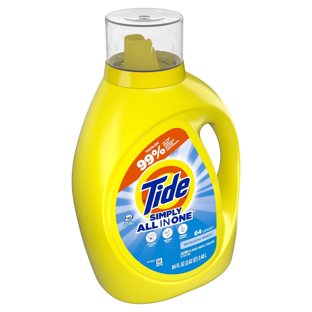 Tide Simply Laundry Detergent Liquid All-In-One, Refreshing Breeze Scent, 117 fl oz, 89 Loads