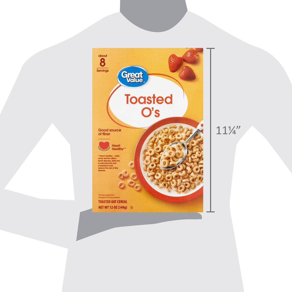 (8 pack) Great Value Toasted O's Breakfast Cereal, 12 oz