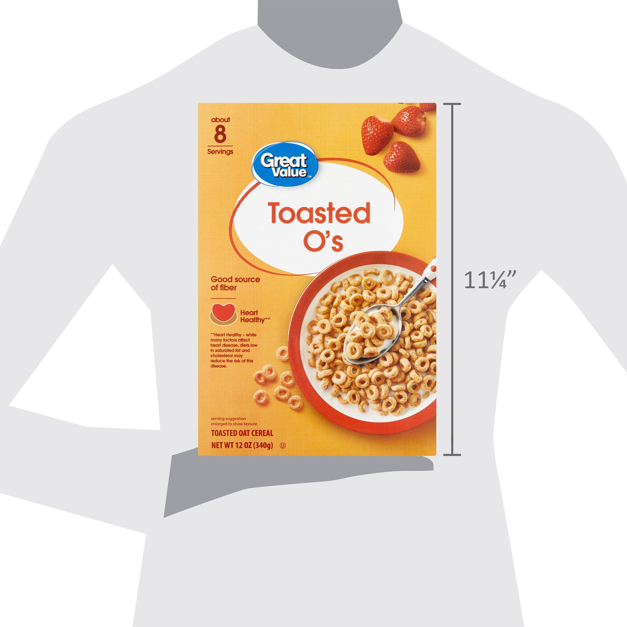 (8 pack) Great Value Toasted O's Breakfast Cereal, 12 oz