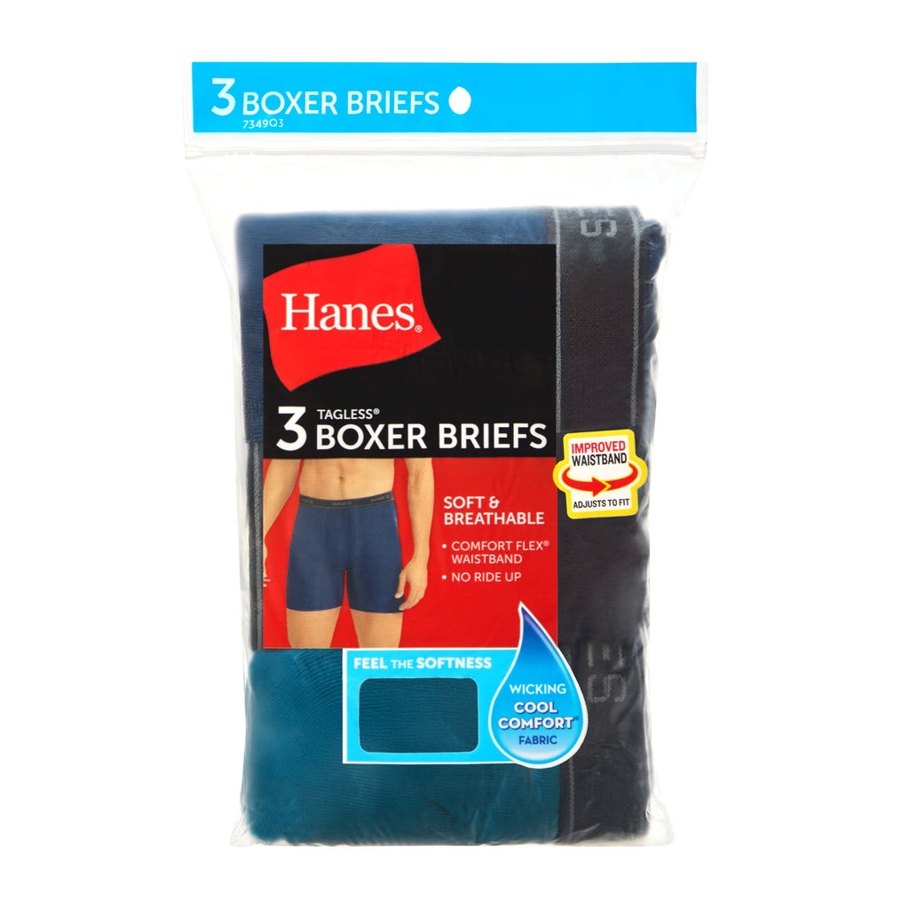 Hanes Men's Black/Grey Boxer Briefs, 3 Pack
