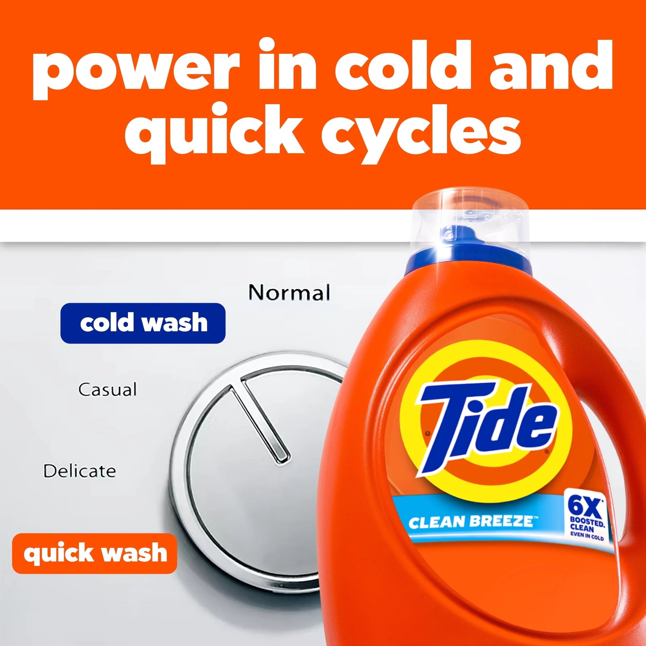 Tide Laundry Detergent Liquid with 6X Boosted Cleaning Power, Clean Breeze Scent, 125 fl oz, 100 Loads