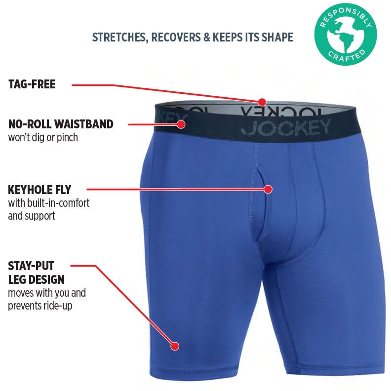 Jockey® Essentials Men's Microfiber Long Leg Boxer Brief Underwear, Pack of 3
