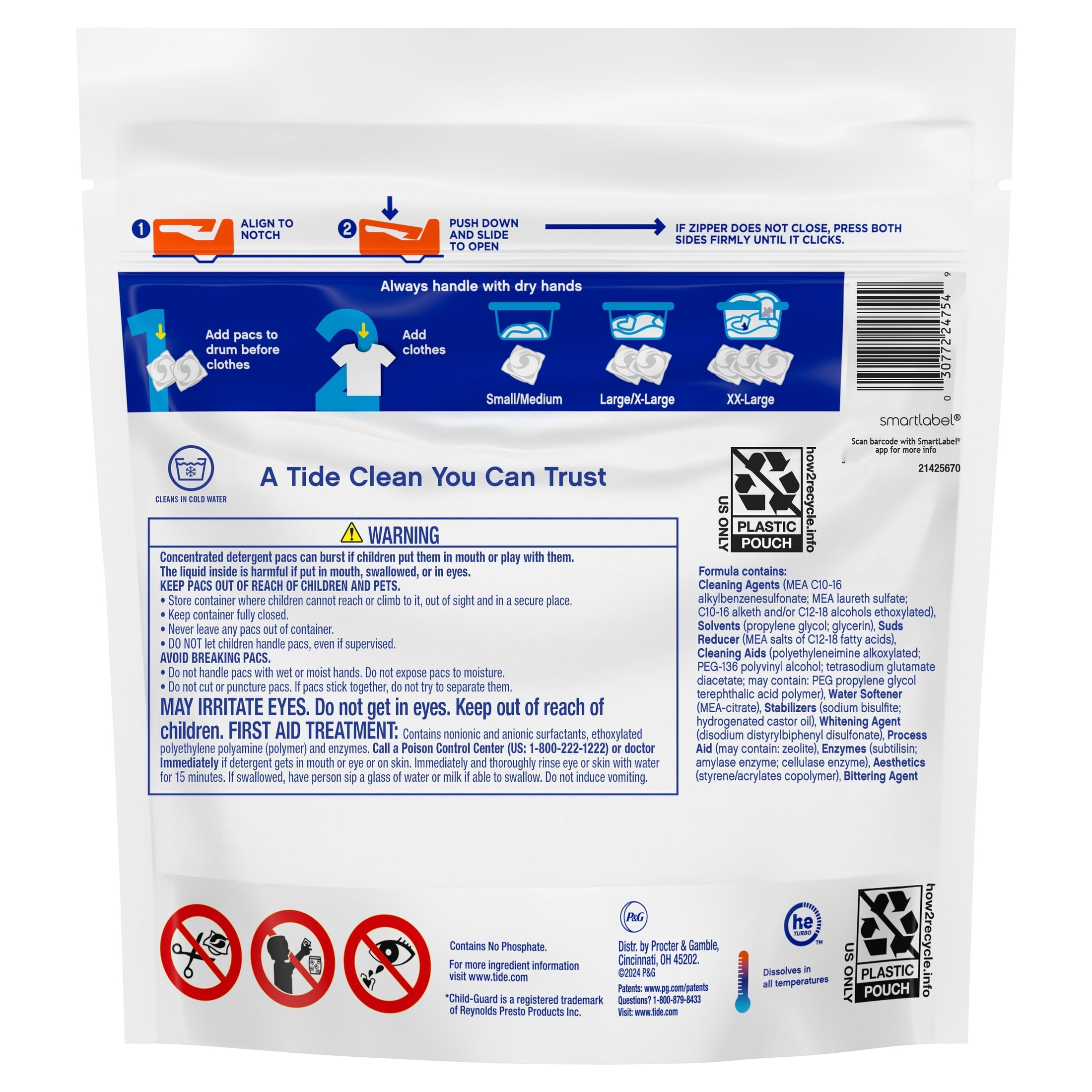 Tide PODS Laundry Detergent Soap Pacs, Free and Gentle, Hypoallergenic, Unscented, 57 Count