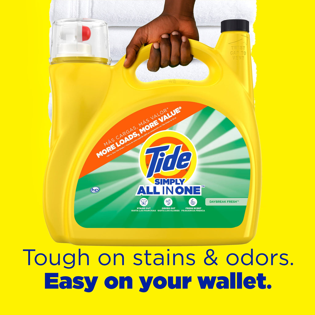 Tide Simply Laundry Detergent Liquid, Daybreak Fresh, 117 fl oz, 89 Loads