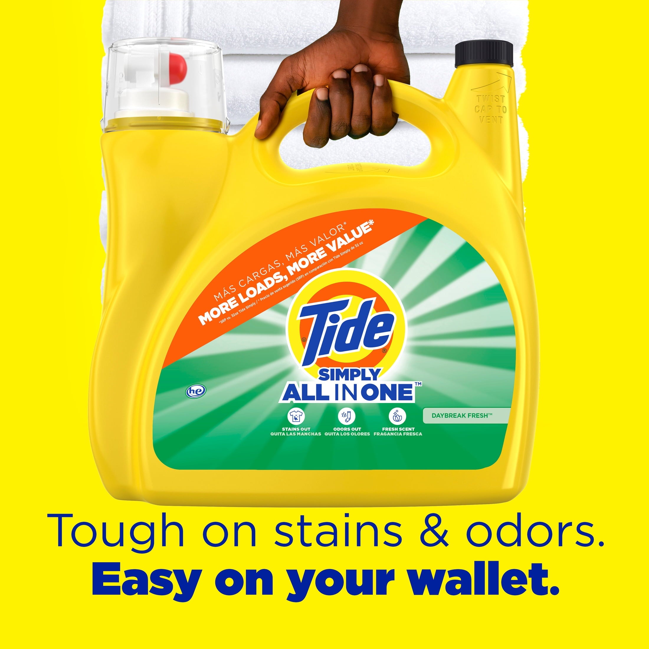 Tide Simply Laundry Detergent Liquid, Daybreak Fresh, 117 fl oz, 89 Loads