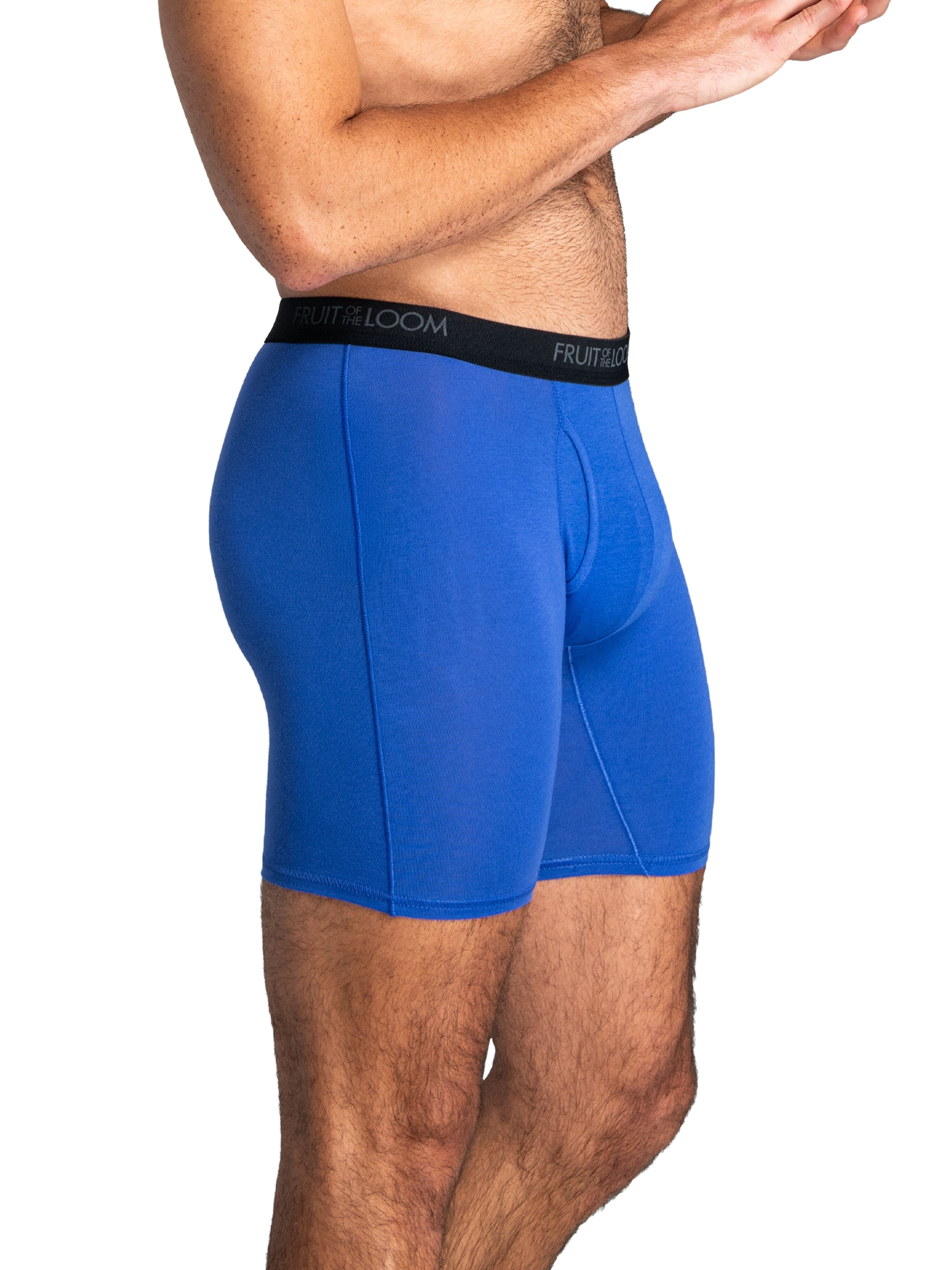 Fruit of the Loom Men's Cotton Stretch Trunk, Short Leg Boxer Brief Underwear, 6-Pack