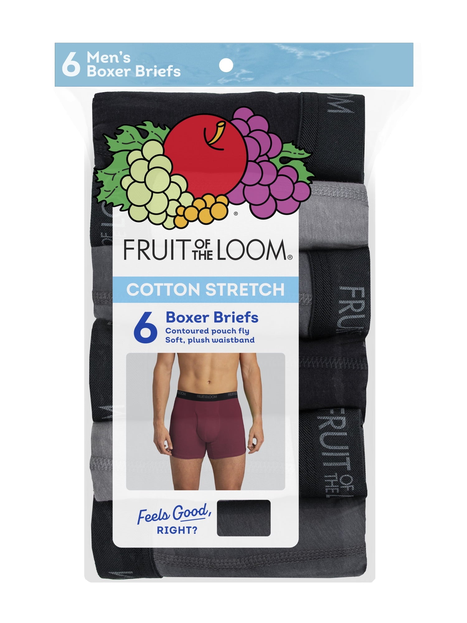 Fruit of the Loom Men's Cotton Stretch Trunk, Short Leg Boxer Brief Underwear, 6-Pack
