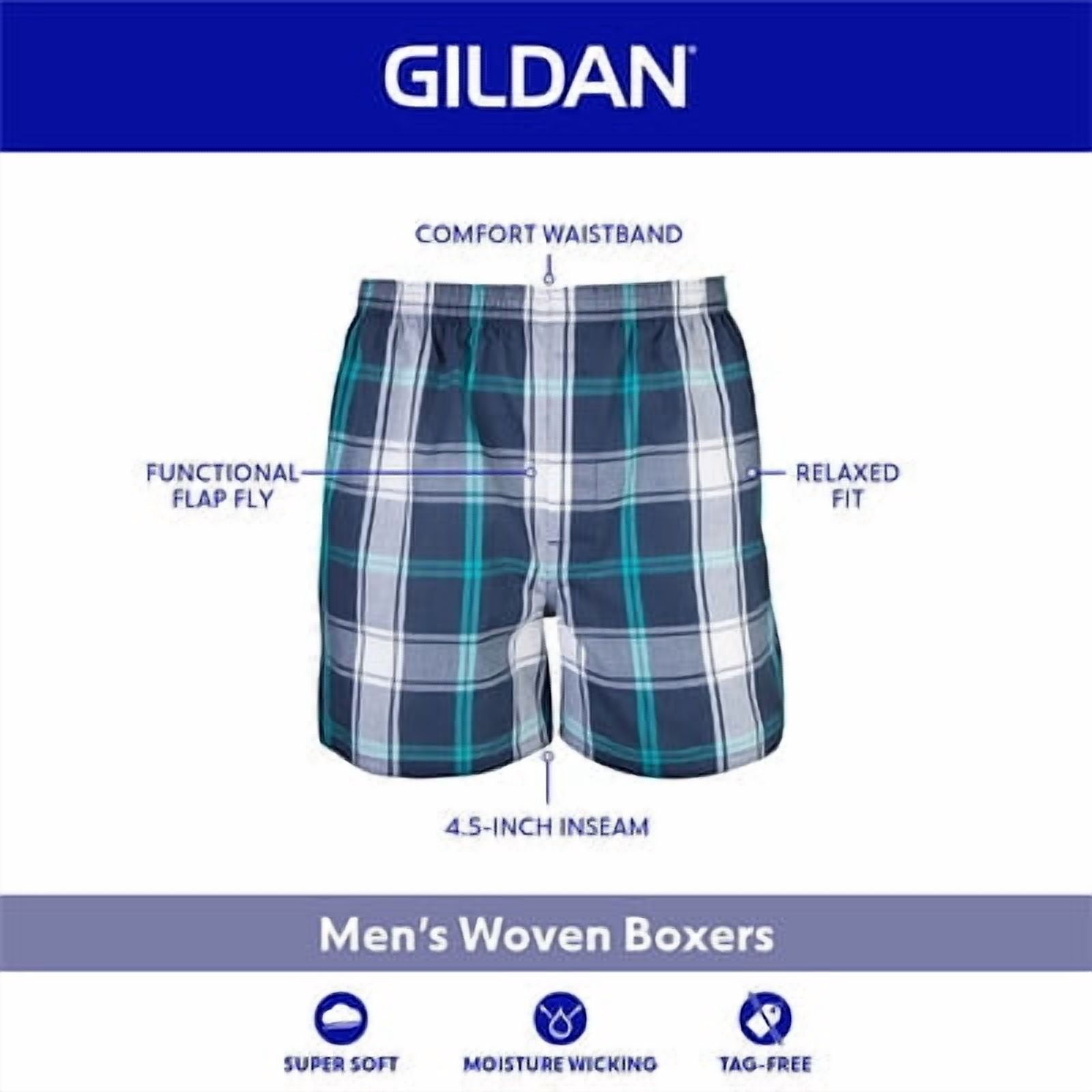 Gildan Men's Woven Boxer Underwear, 5-Pack, Red/Grey, Large