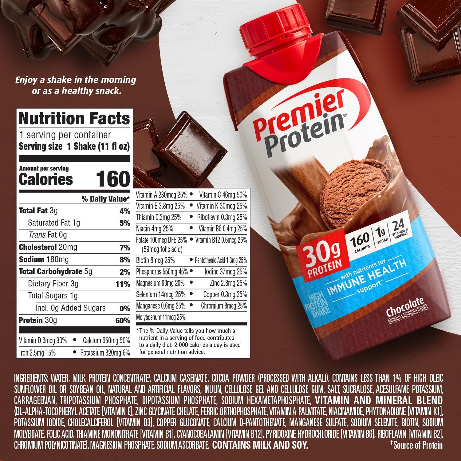 Premier Protein Shake, Chocolate, 30g Protein, 11 Fl Oz, 4 Ct