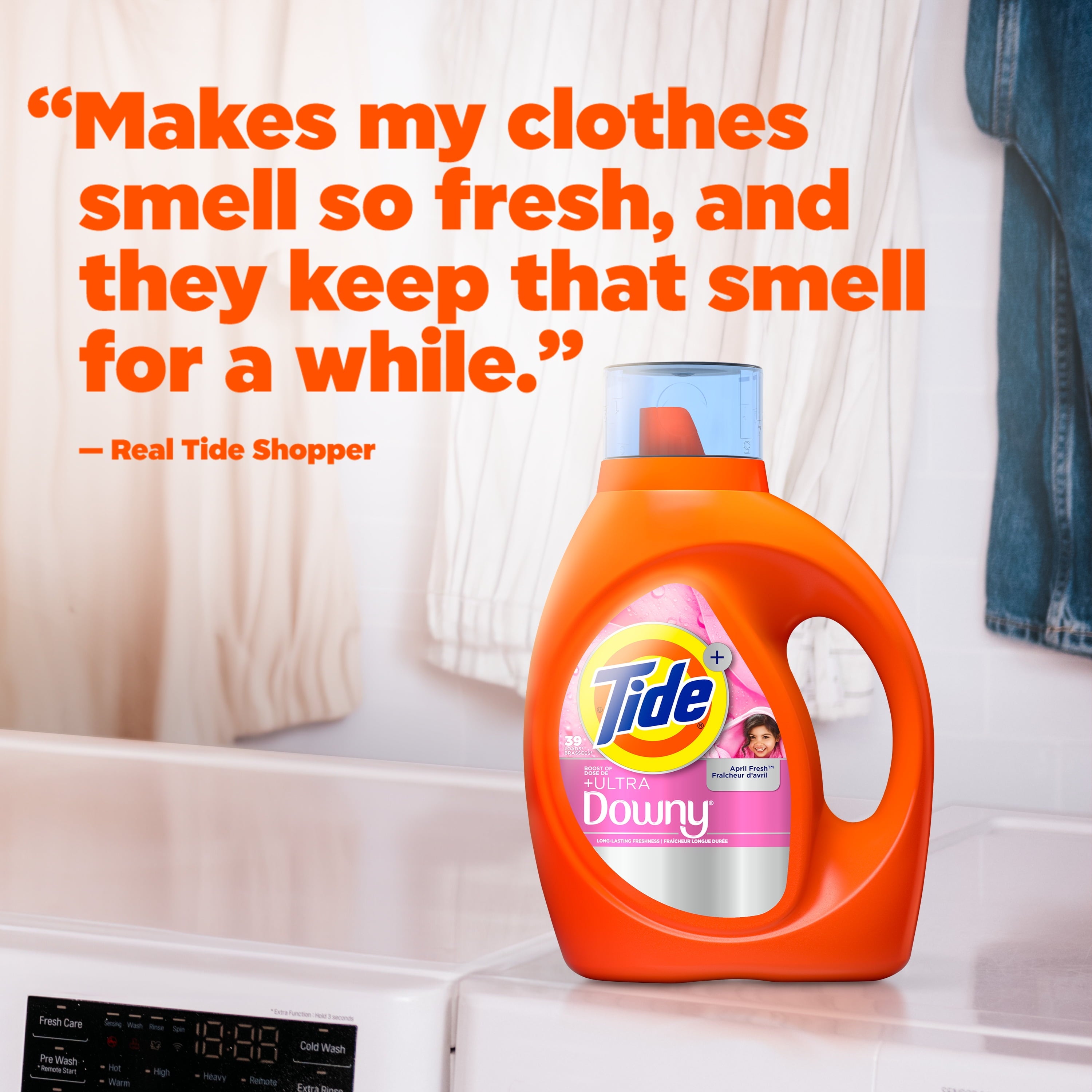 Tide Plus a Boost of Ultra Downy Liquid Laundry Detergent, April Fresh Scent, 55 fl oz, 39 Loads