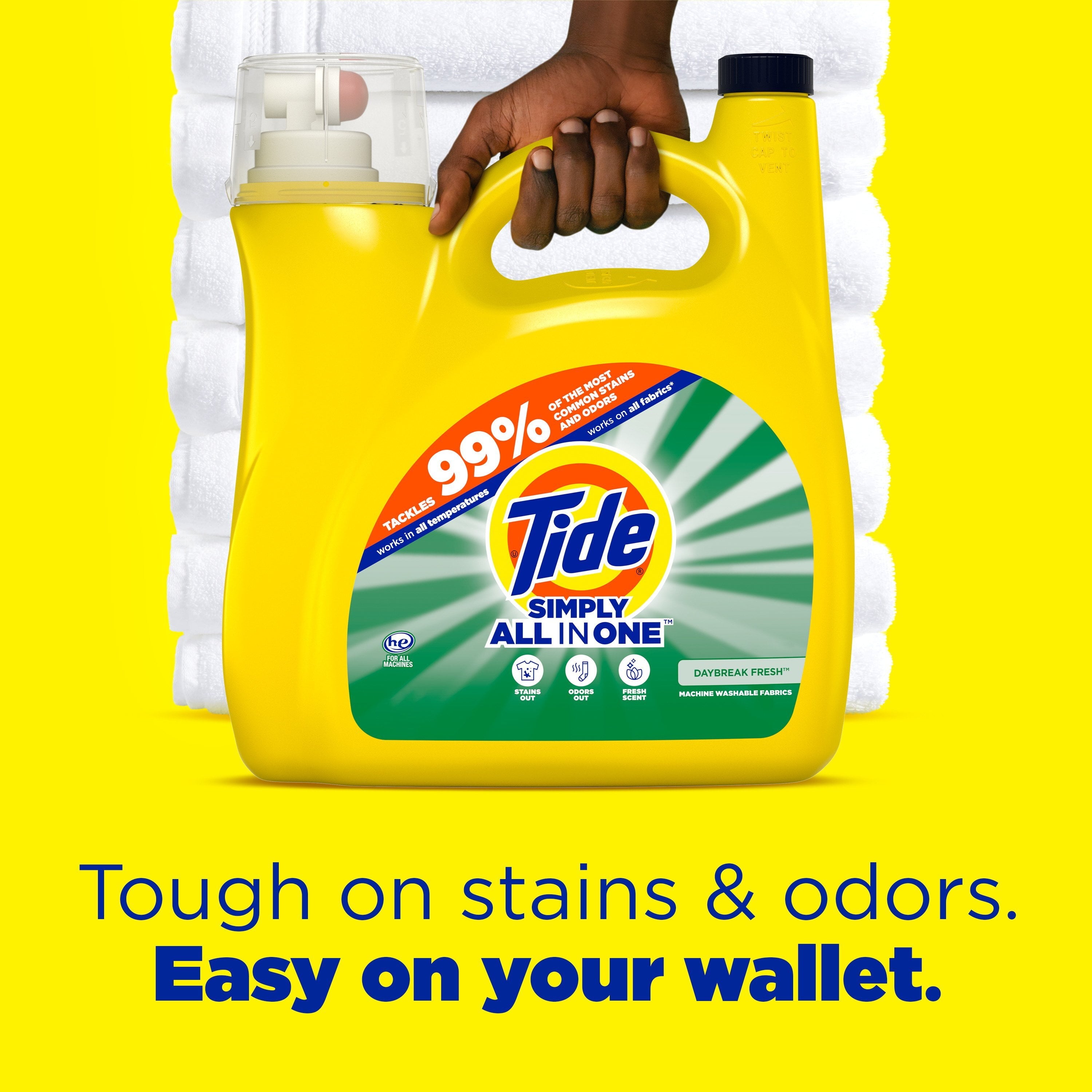 Tide Simply Laundry Detergent Liquid, Daybreak Fresh, 117 fl oz, 89 Loads