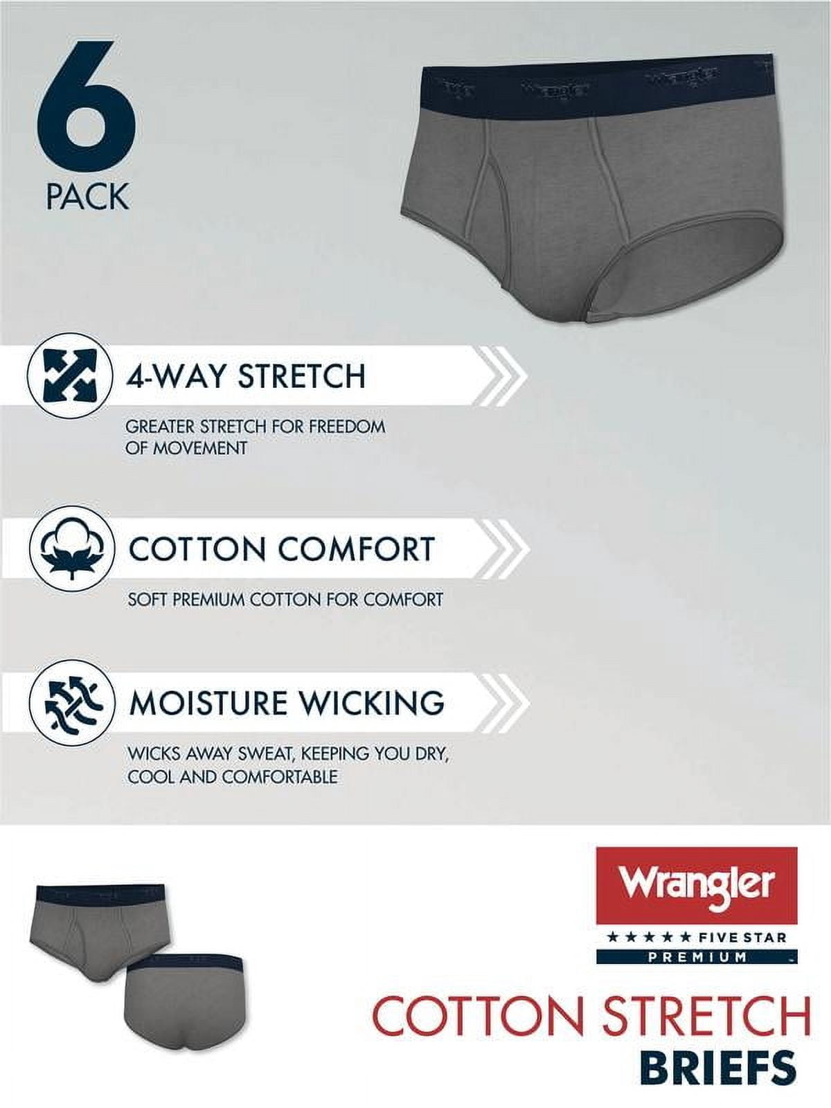 Wrangler Men's Modern Fit Cotton Stretch Brief Set, Briefs Underwear for Men, S, 6 Pack