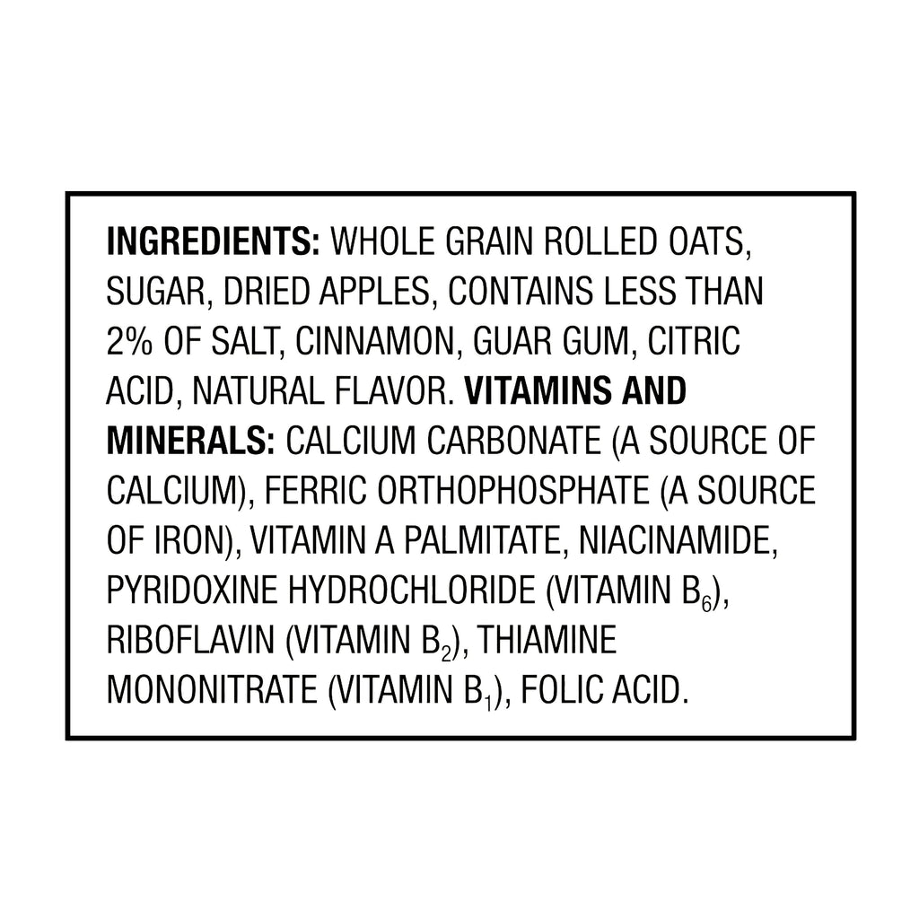 Great Value Apples and Cinnamon Instant Oatmeal, 1.23 oz, 20 Count