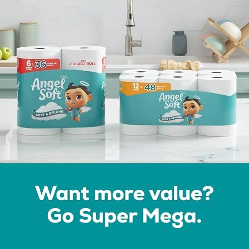 Angel Soft Toilet Paper, 18 Mega Rolls = 72 Regular Rolls, Soft and Strong Toilet Tissue