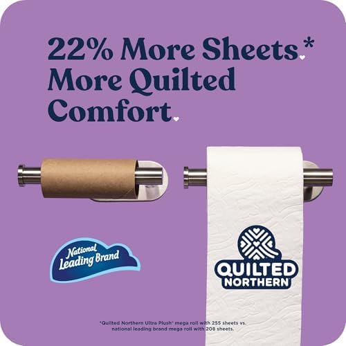 Quilted Northern Ultra Plush Toilet Paper, 6 Mega Rolls = 24 Regular Rolls, 3X Thicker*, 3 Ply Soft Toilet Tissue