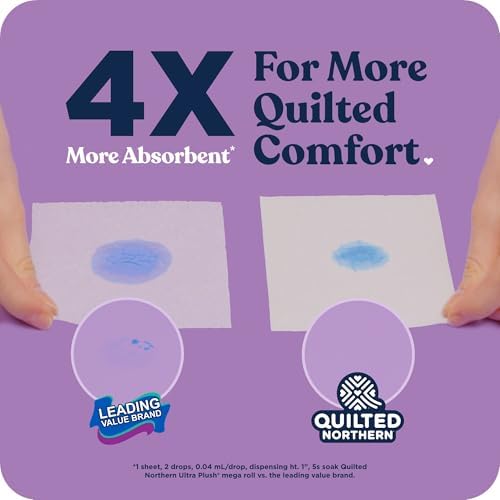 Quilted Northern Ultra Plush Toilet Paper, 6 Mega Rolls = 24 Regular Rolls, 3X Thicker*, 3 Ply Soft Toilet Tissue
