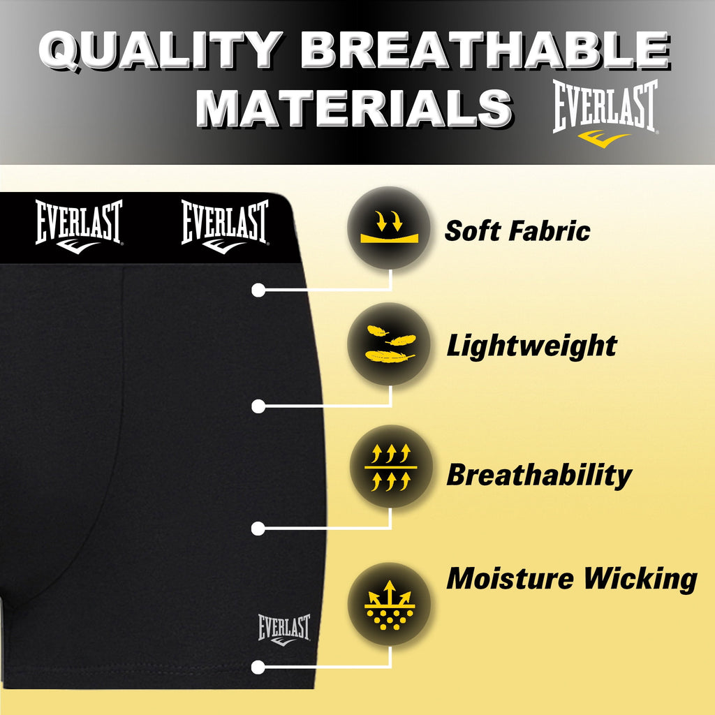 Everlast Men’s Trunks Breathable Cotton Underwear Boxers for Men, Red/Lhg/Royal Medium 6-Pack