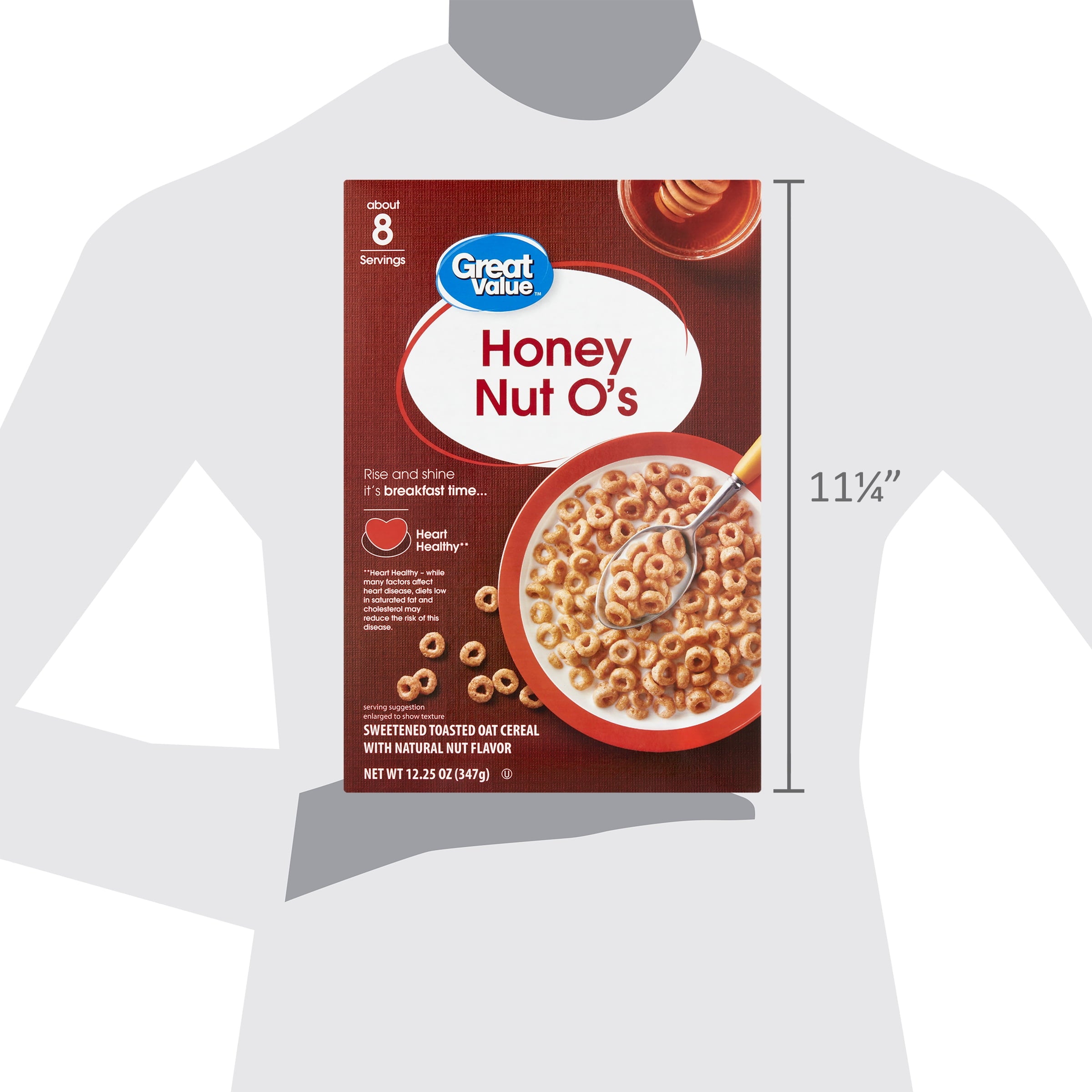 Great Value Honey Nut O's Oat Breakfast Cereal, 12.25 oz, 1 Count