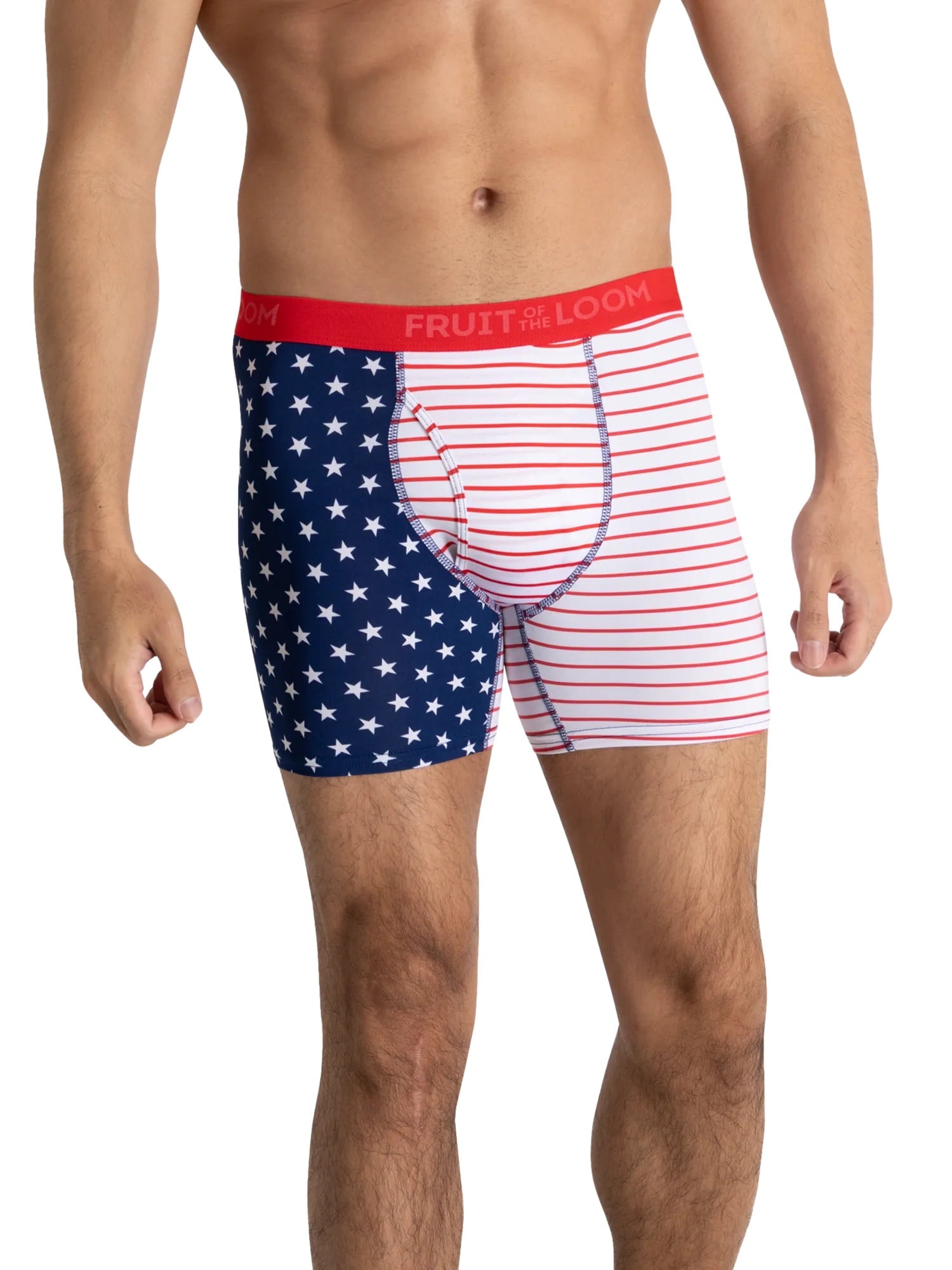Fruit of the Loom Men's Americana Stretch Boxer Briefs, Moisture Wicking Underwear, 3-Pack