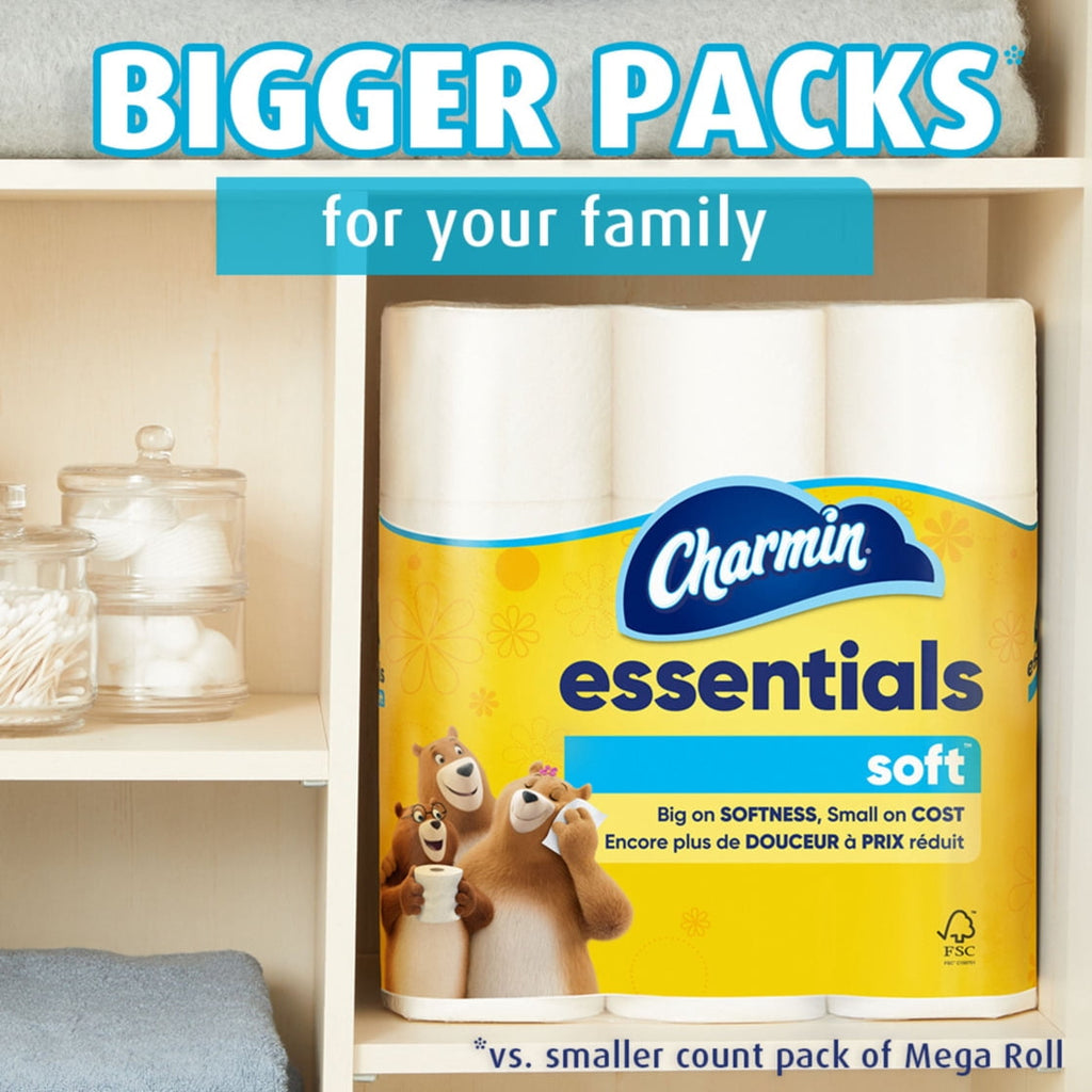 Charmin Essentials Soft Toilet Paper 12 Mega Rolls, 330 Sheets Per Roll