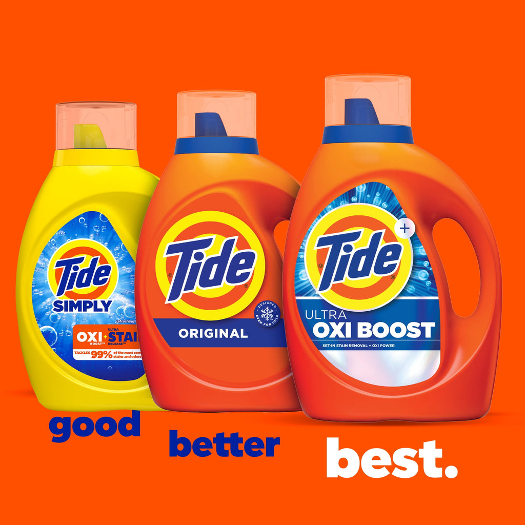 Tide Simply Laundry Detergent Liquid, Oxi Boost + Ultra Stain Release, Refreshing Breeze Scent, 154 fl oz, 115 Loads
