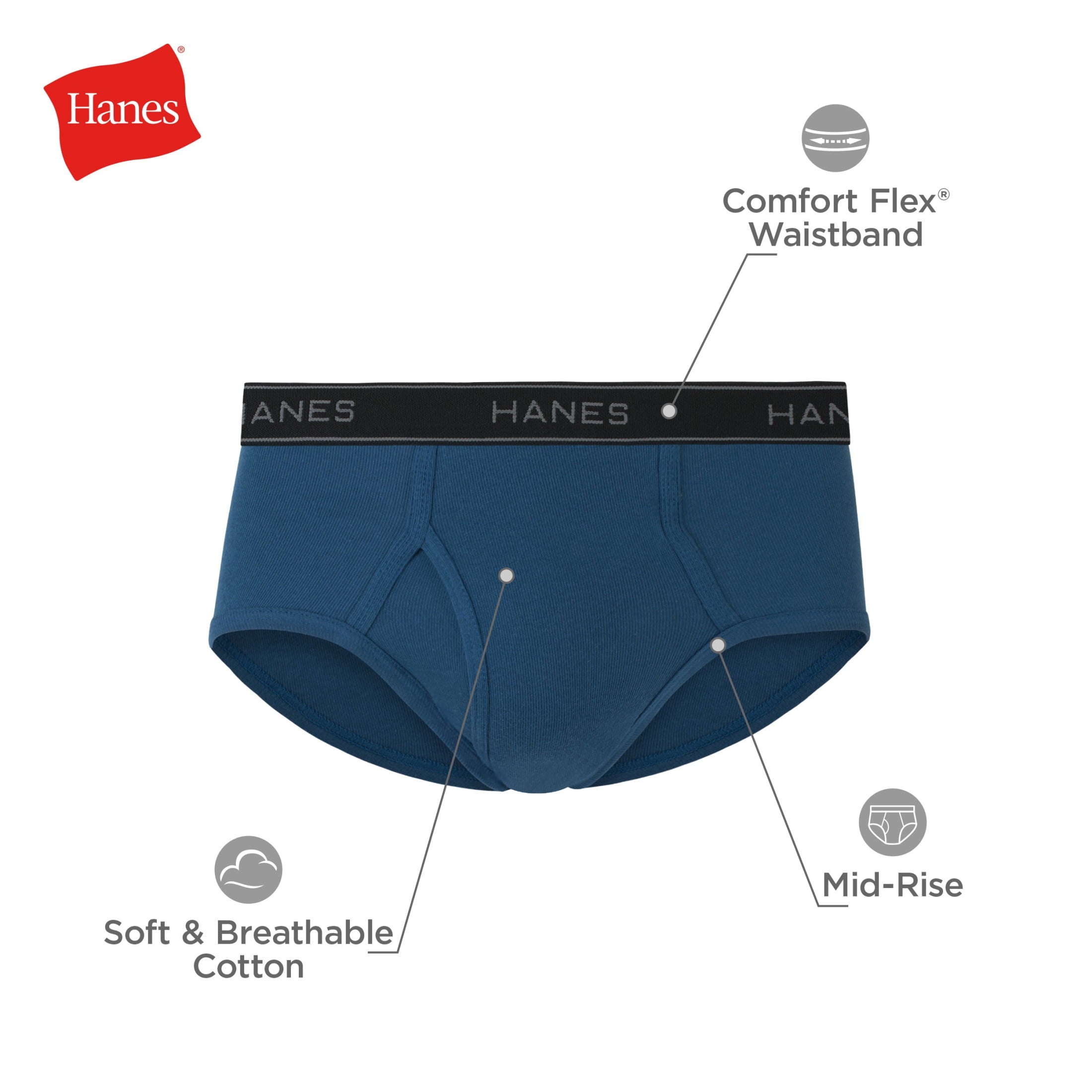 Hanes Men's Underwear Briefs Pack, Mid-Rise, ComfortSoft Waistband, 6-Pack Assorted S