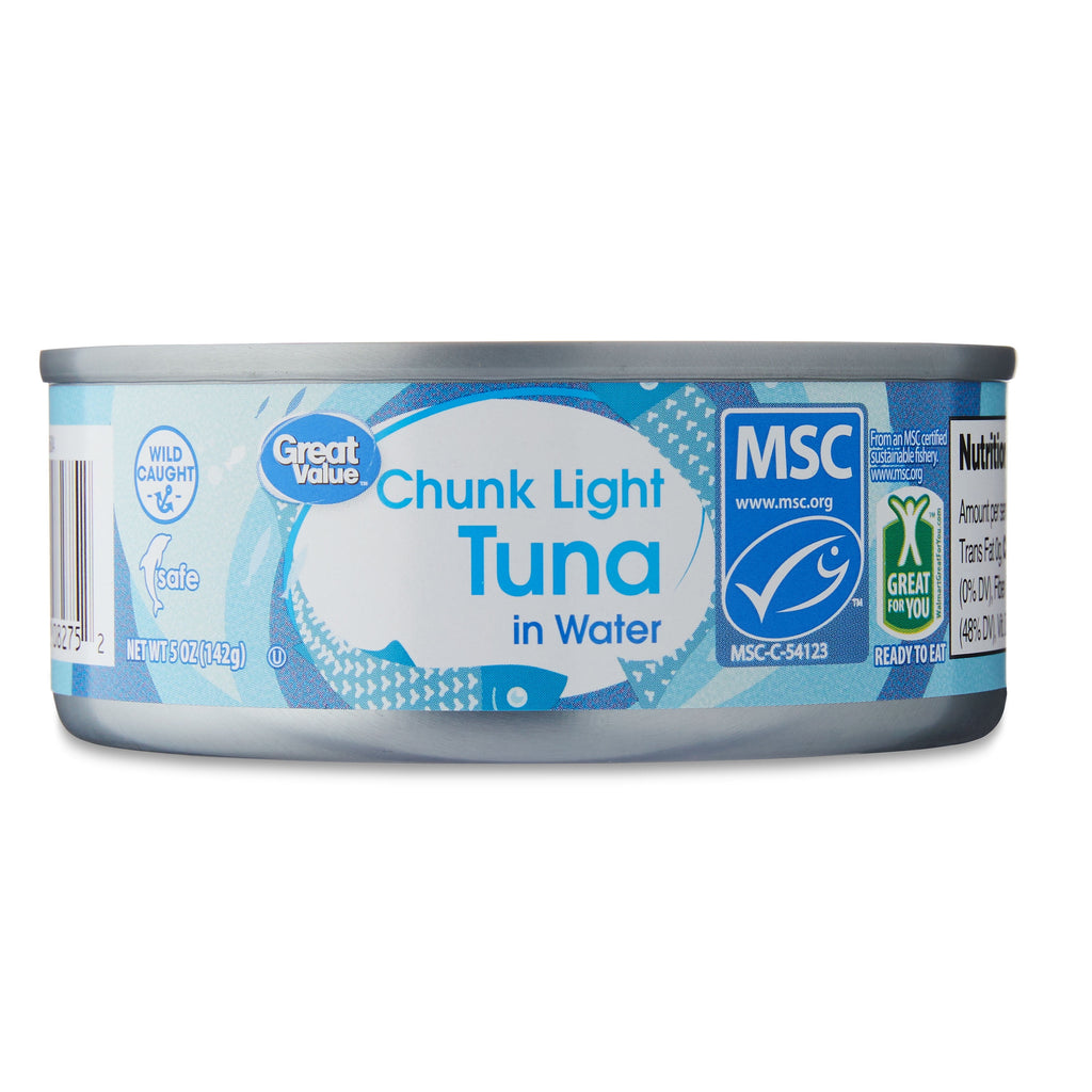 Great Value Chunk Light Tuna in Water, 5 oz, 4 Pack